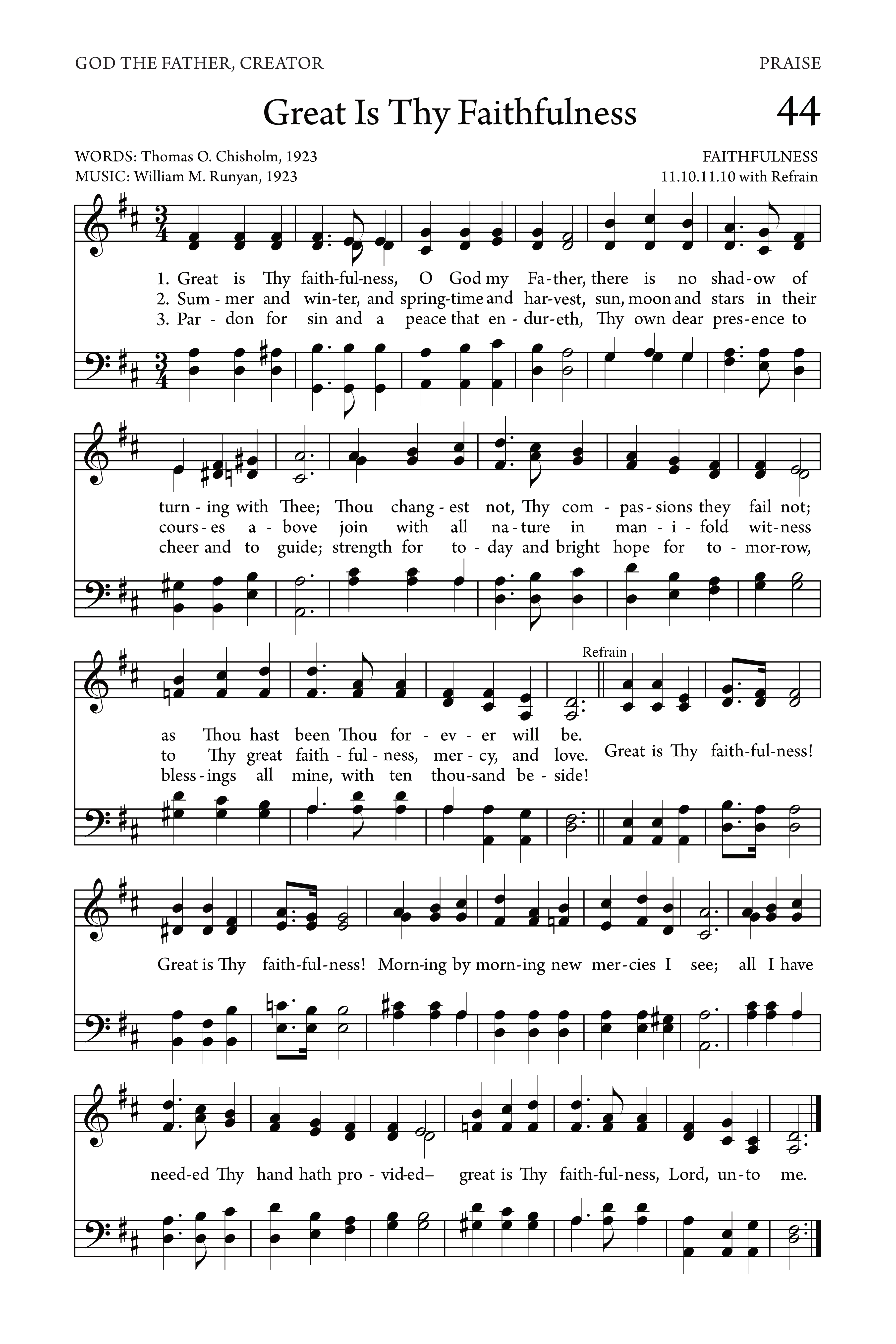 Hymn Sheet for Great Is Thy Faithfulness