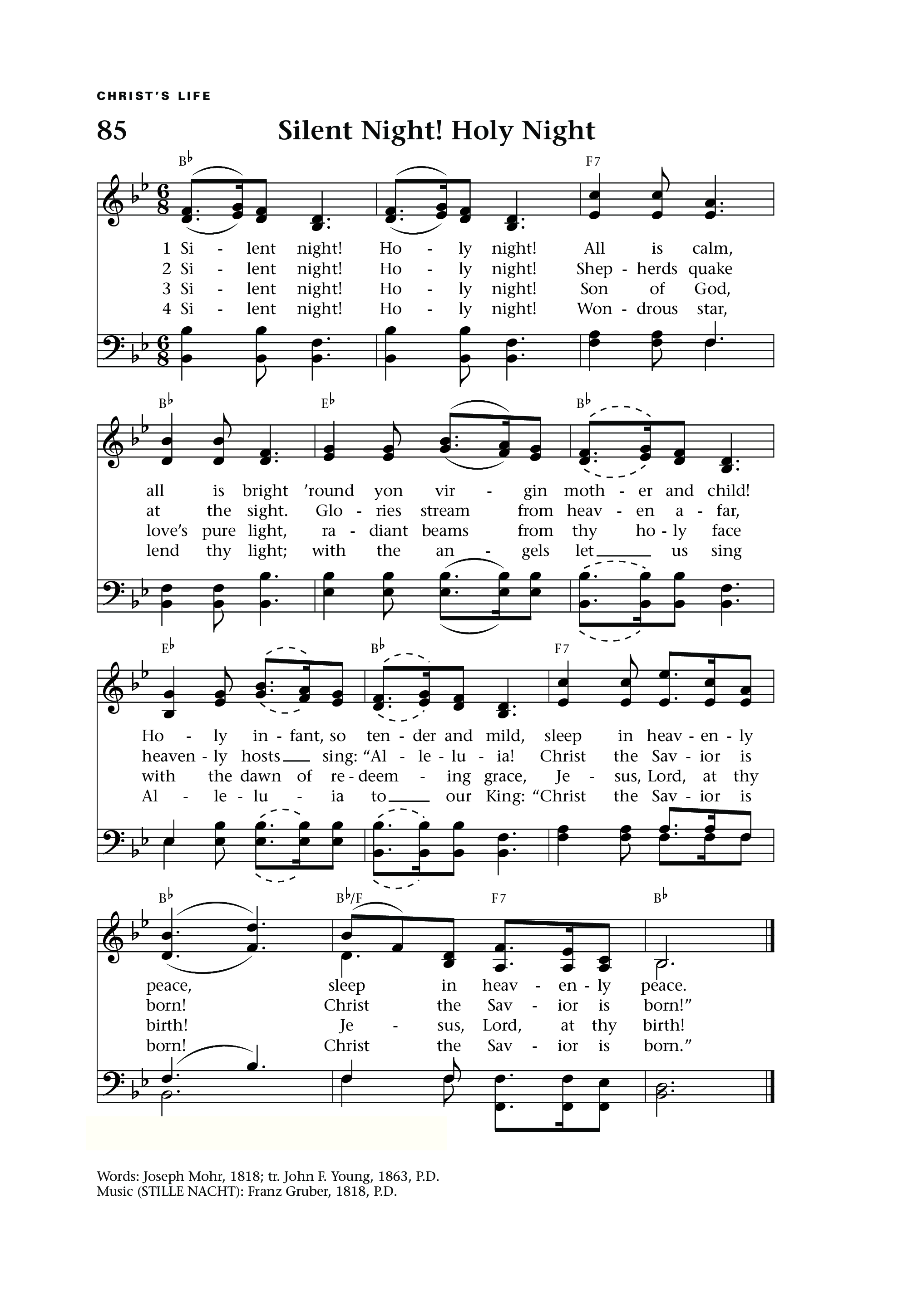 Hymn Sheet for Silent Night! Holy Night!