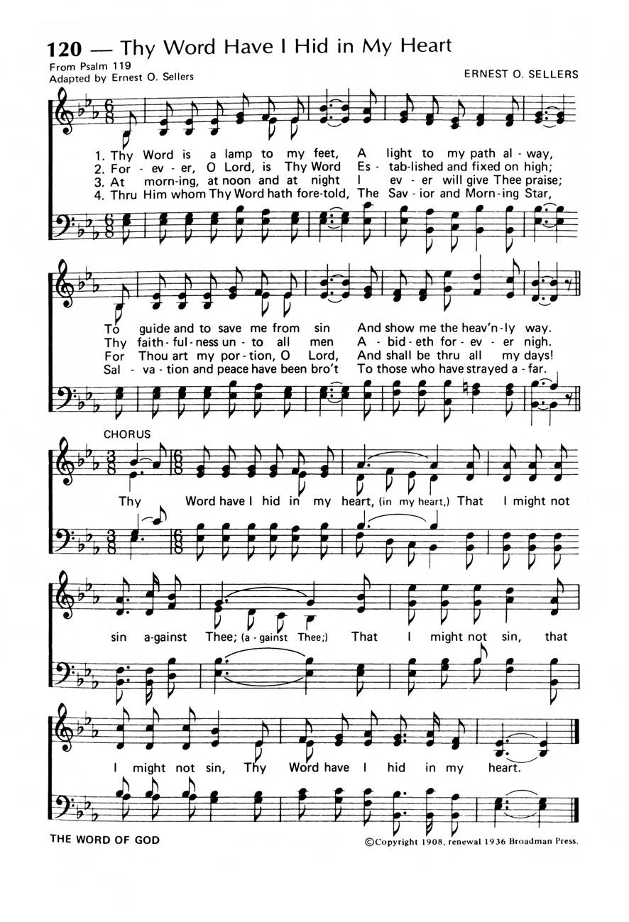 Hymn Sheet for Thy Word Have I Hid in My Heart