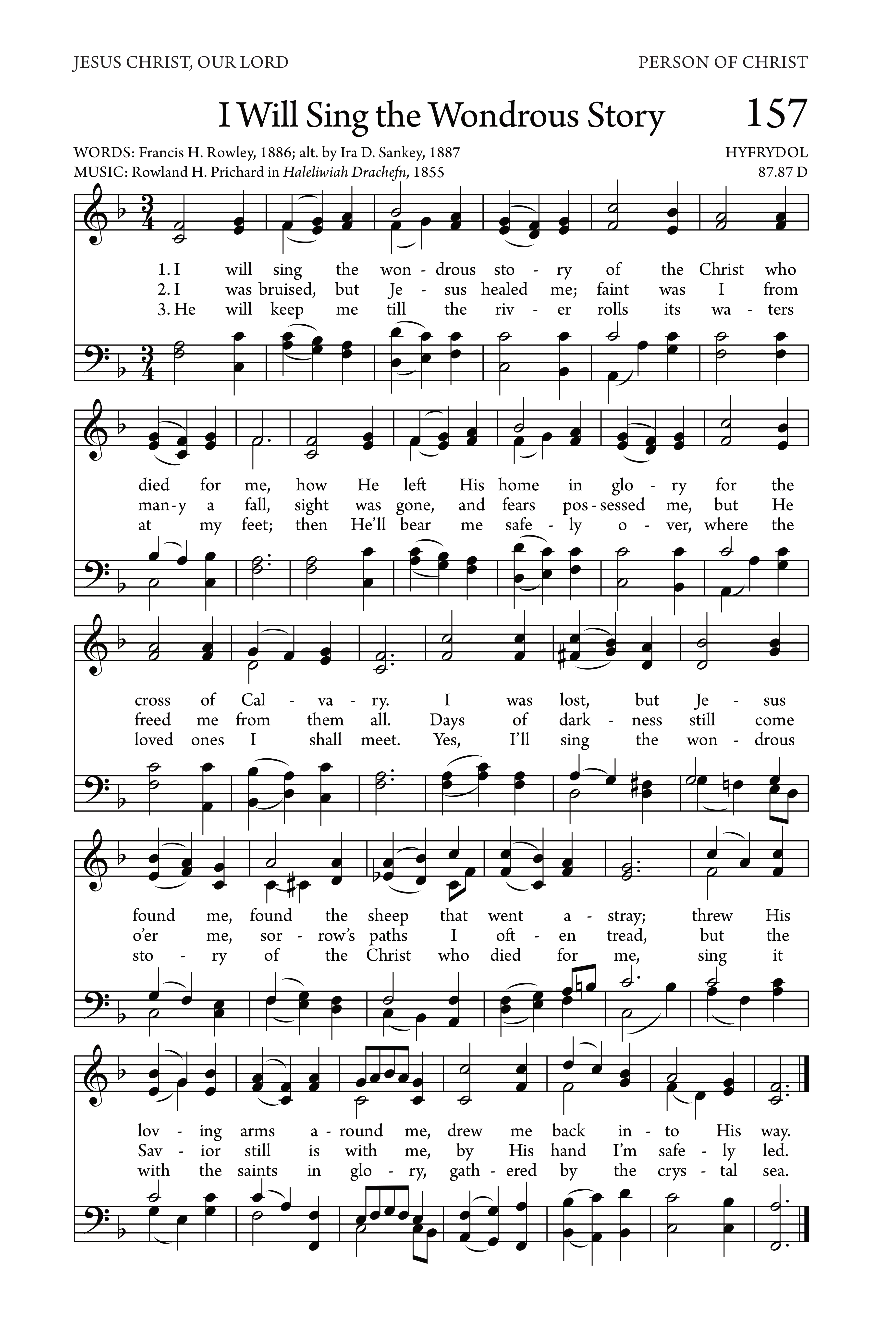 Hymn Sheet for I Will Sing the Wondrous Story