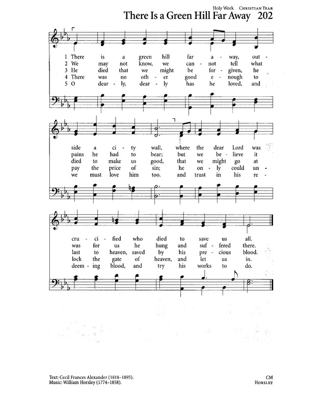 Hymn Sheet for There Is a Green Hill Far Away