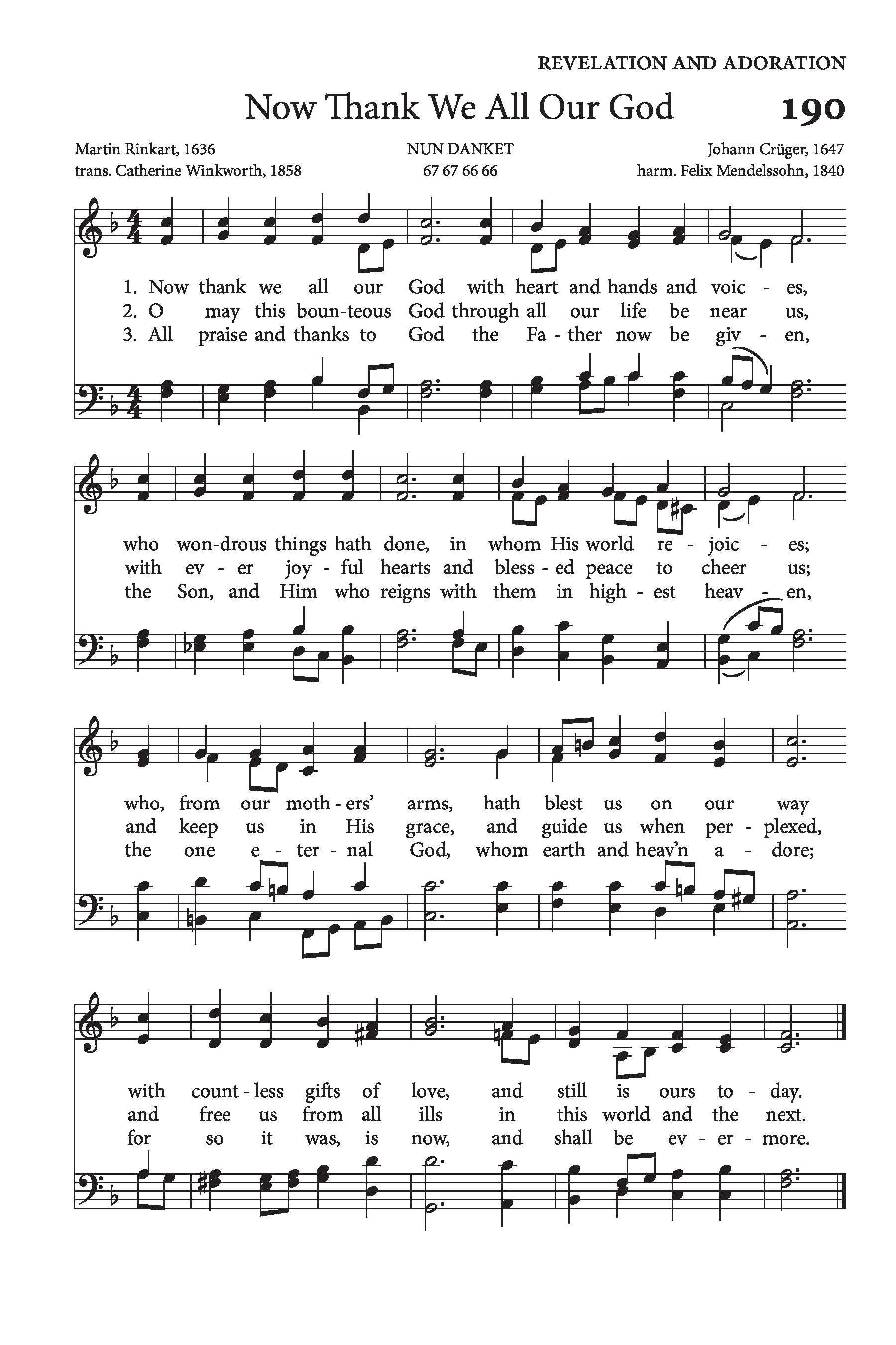 Hymn Sheet for Now Thank We All Our God