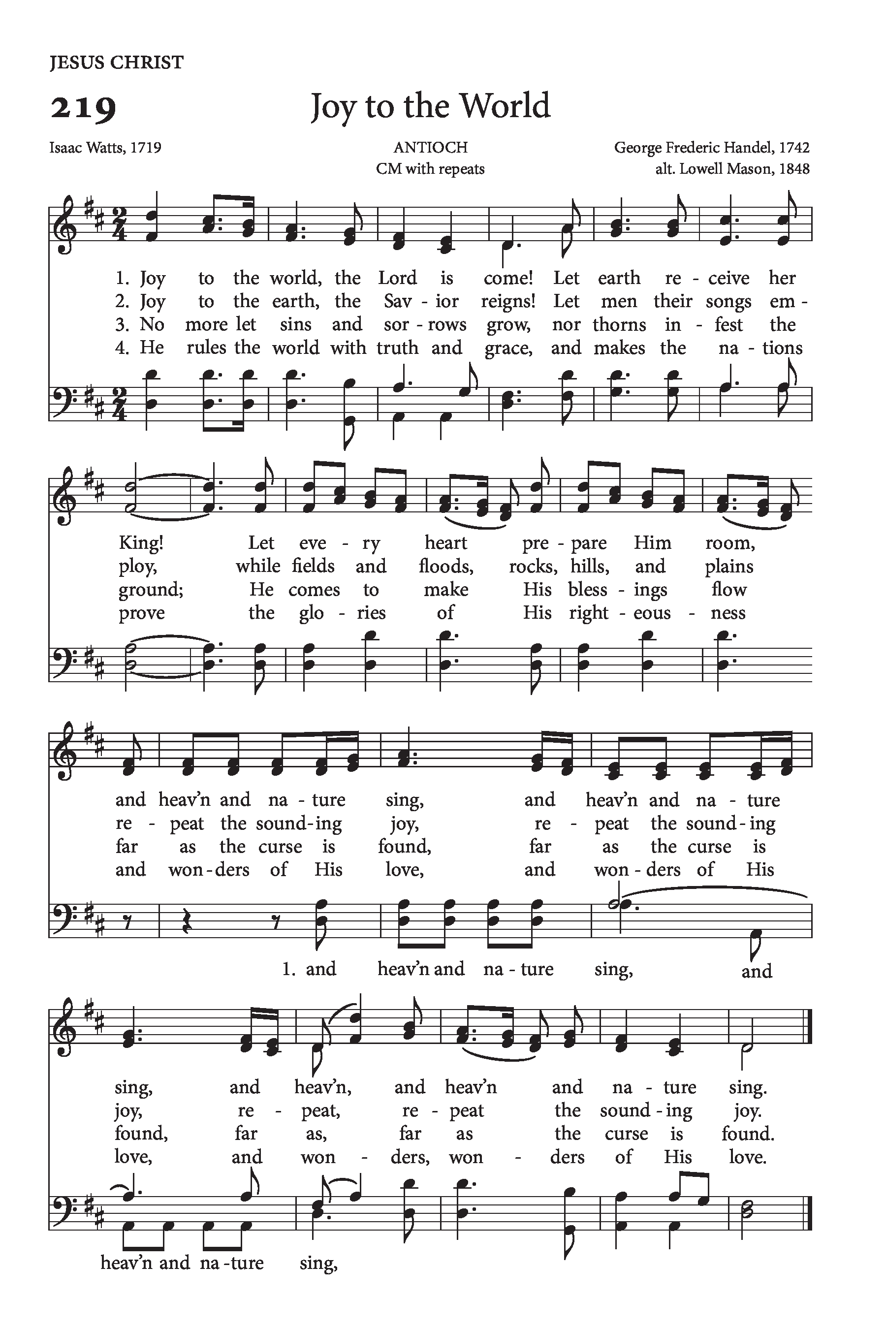 Hymn Sheet for Joy to the World