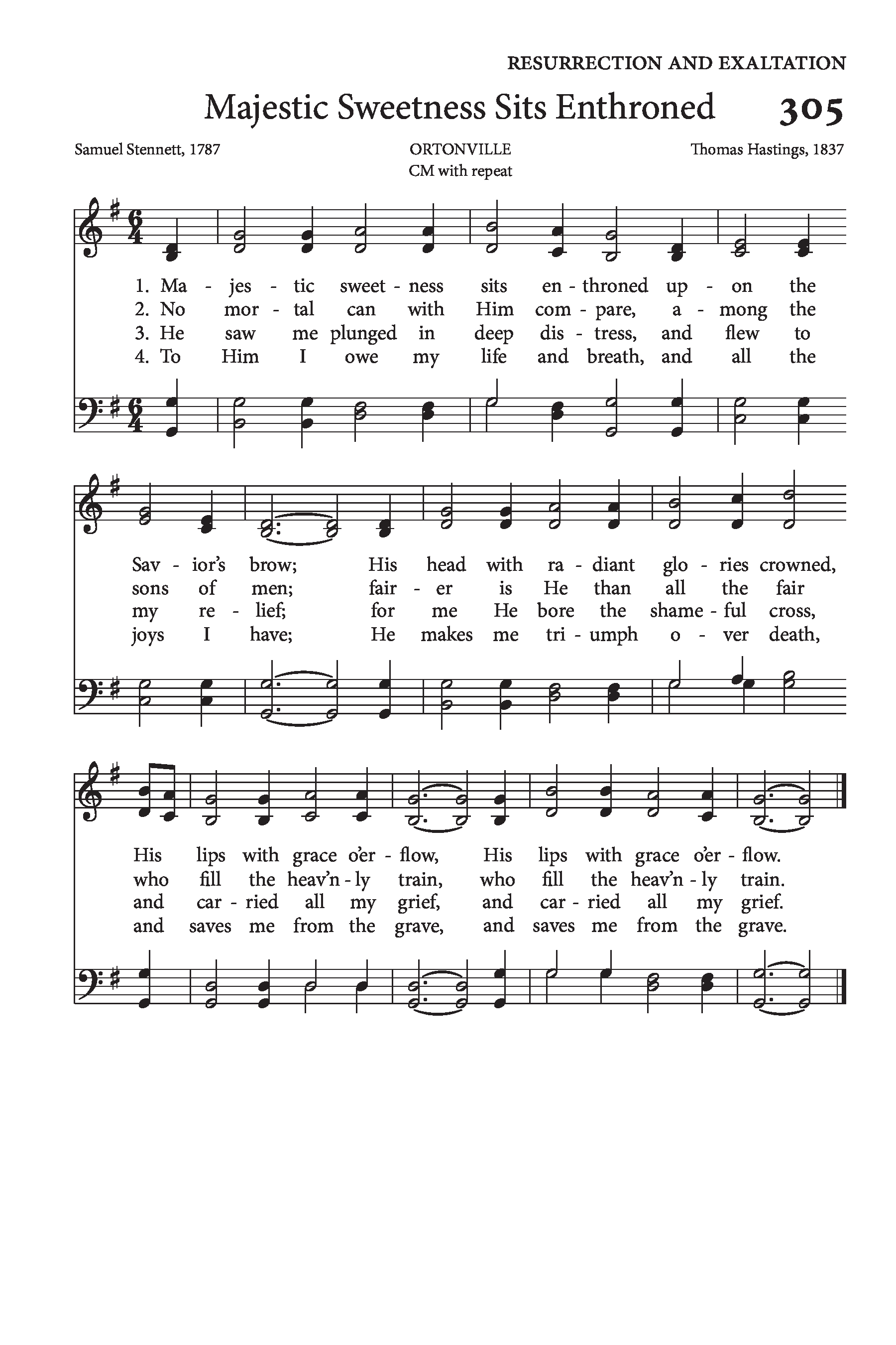 Hymn Sheet for Majestic Sweetness Sits Enthroned