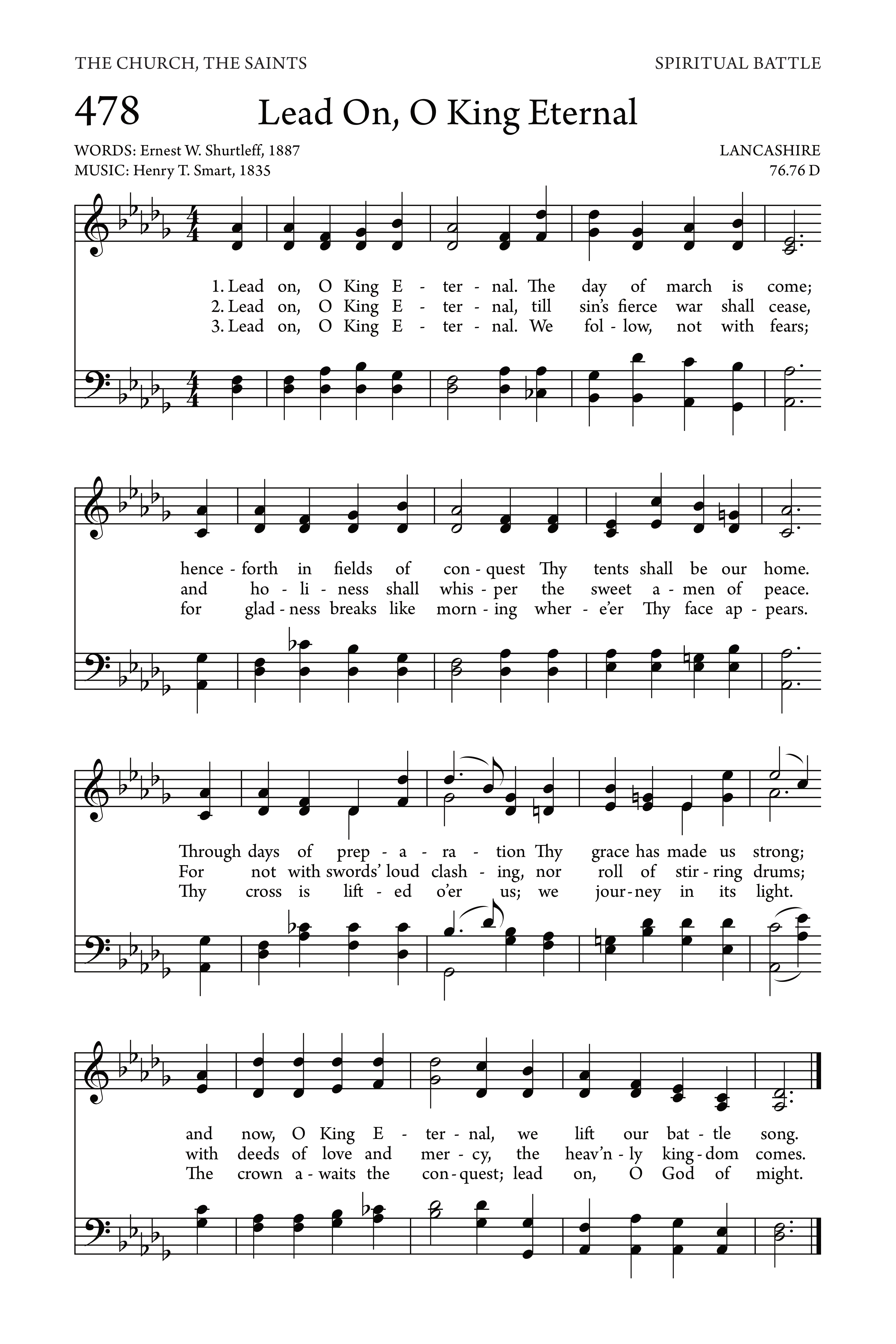 Hymn Sheet for Lead on, O King Eternal
