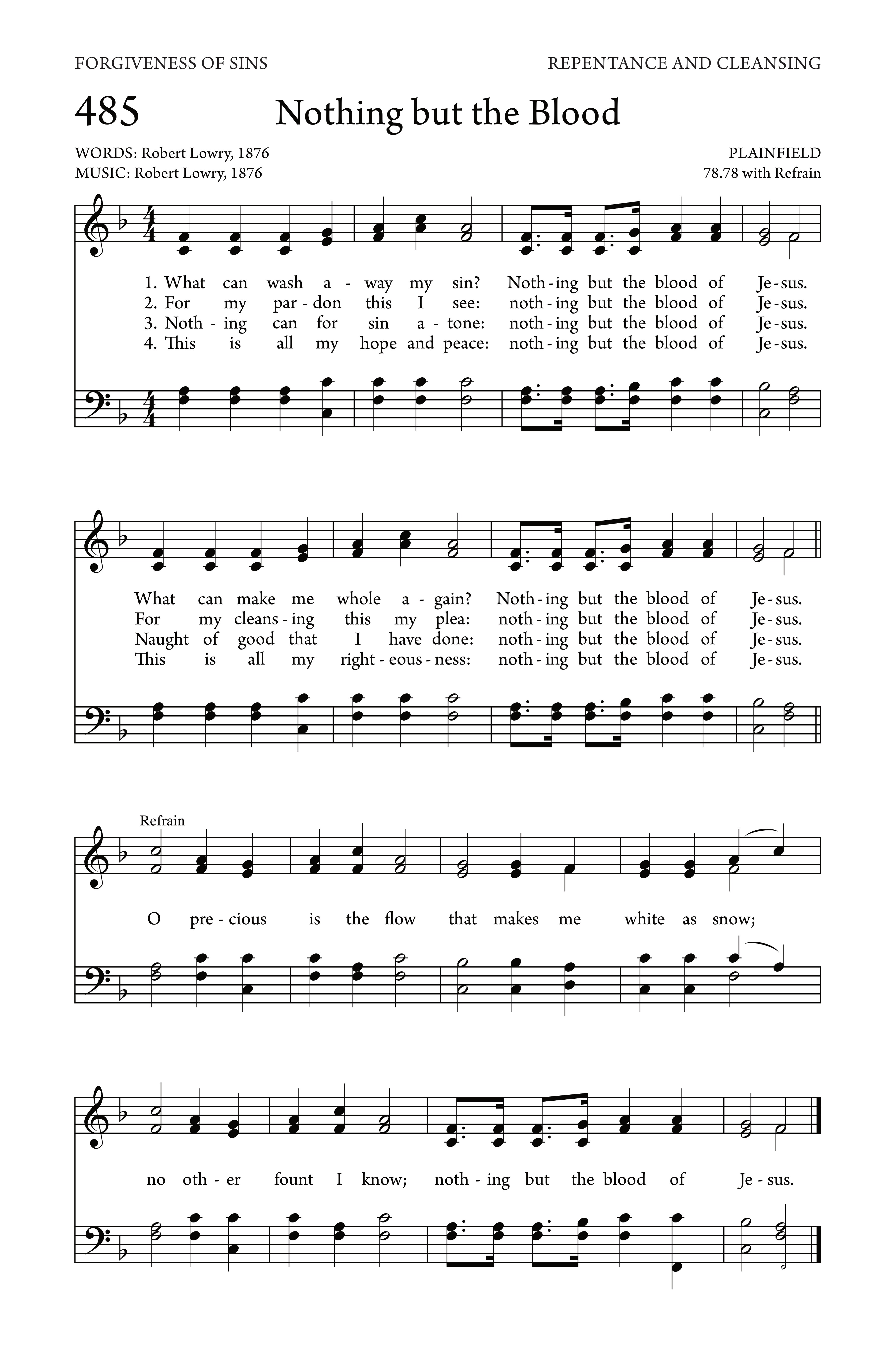 Hymn Sheet for Nothing But the Blood of Jesus