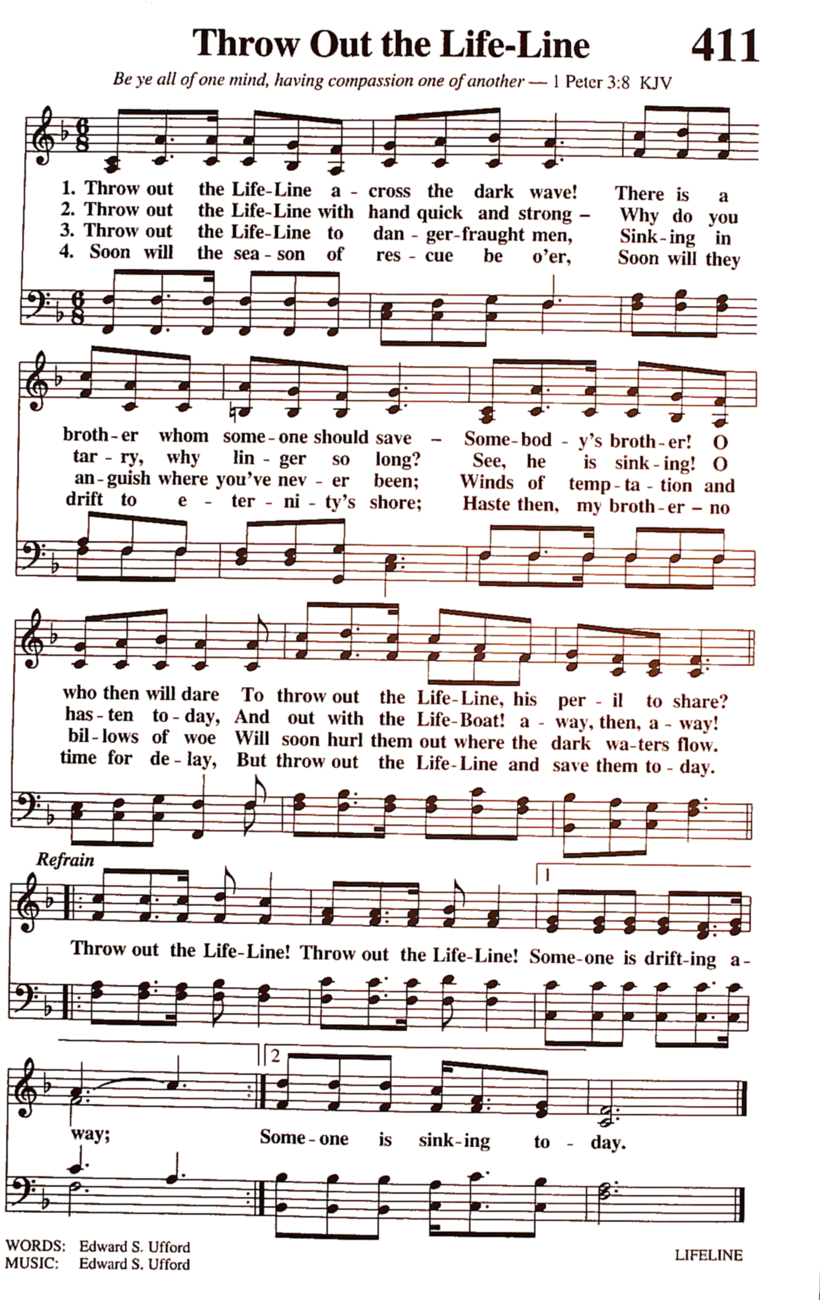 Hymn Sheet for Throw Out the Life-Line