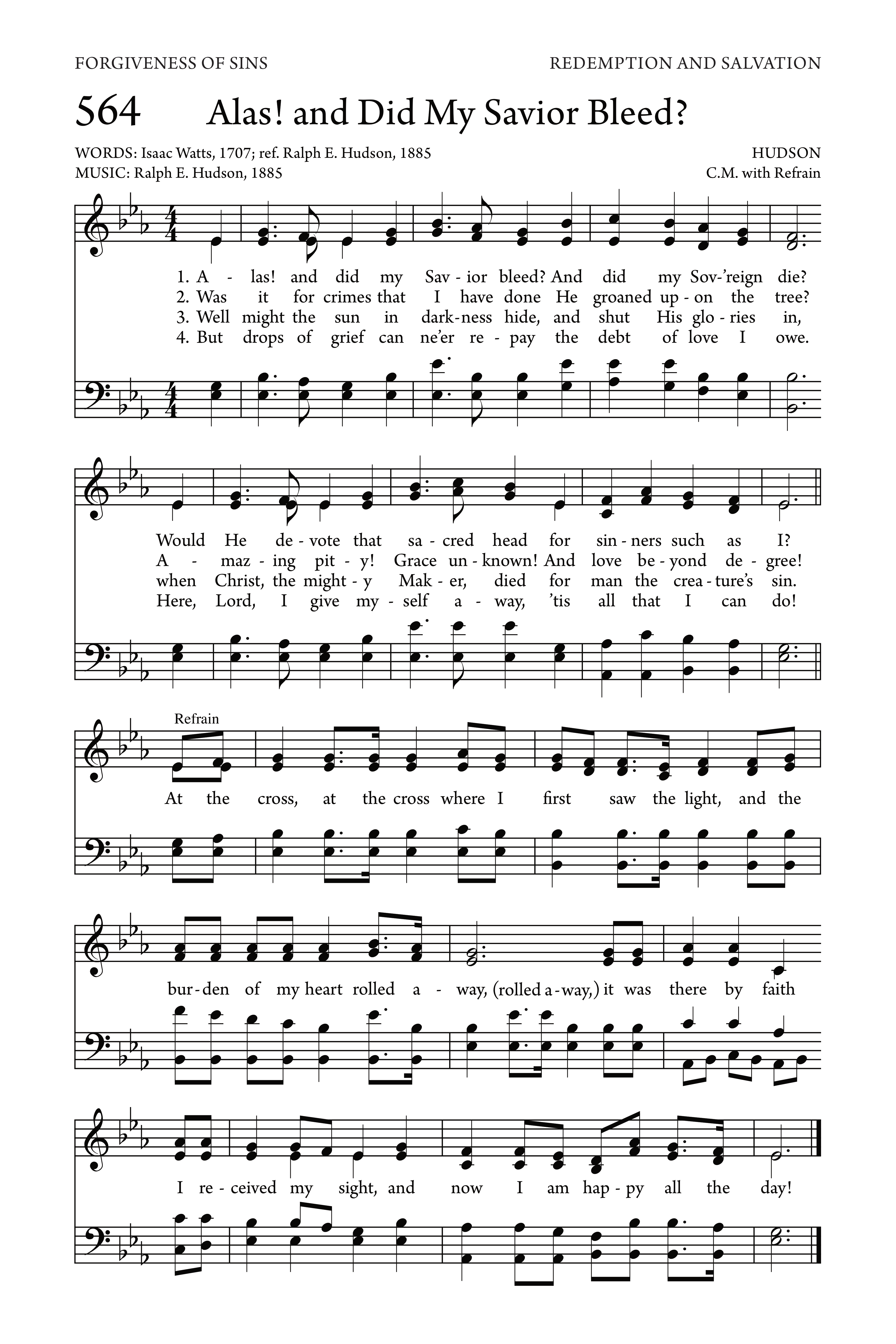 Hymn Sheet for Alas! and Did My Savior Bleed