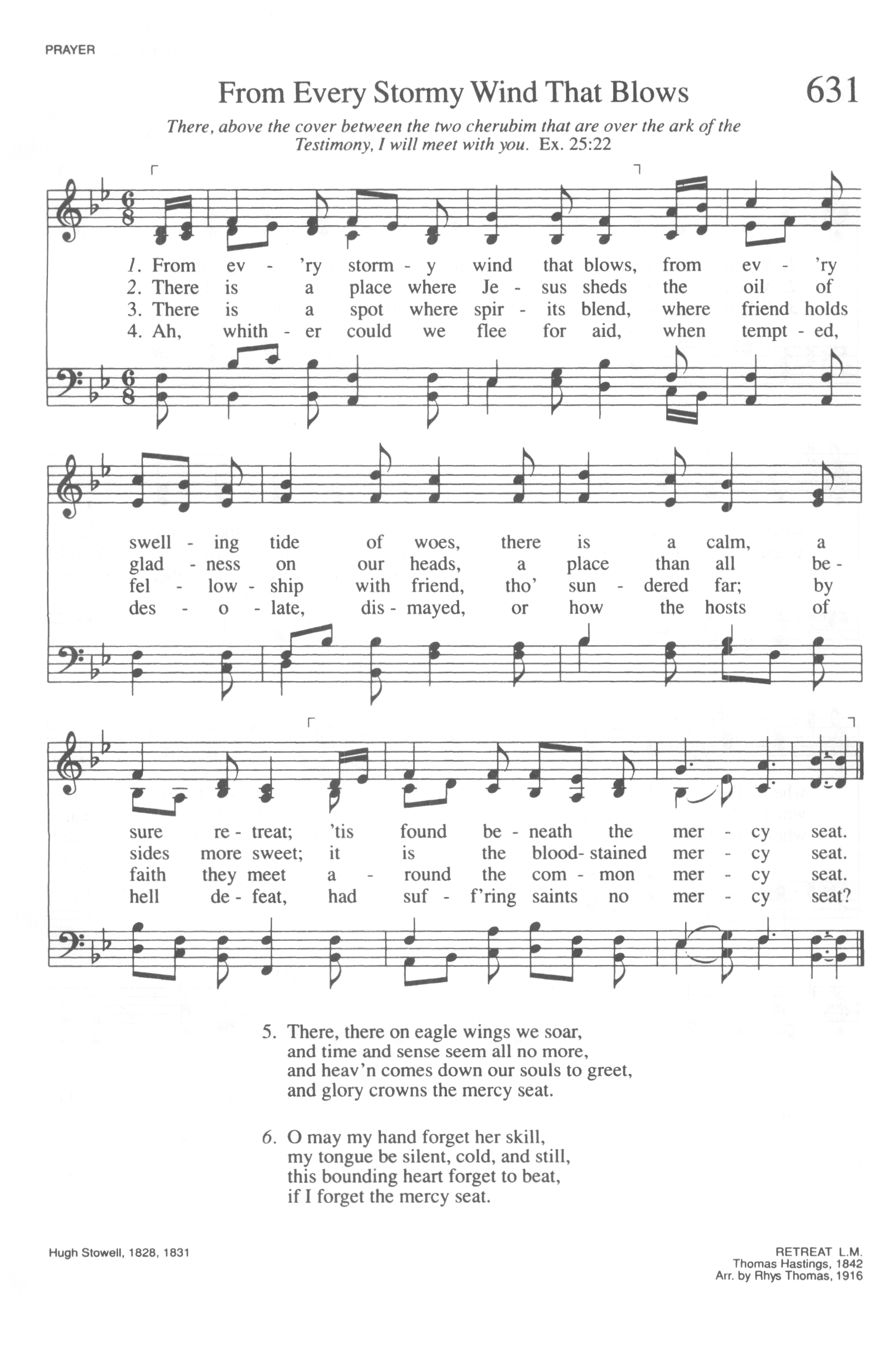 Hymn Sheet for From Every Stormy Wind That Blows