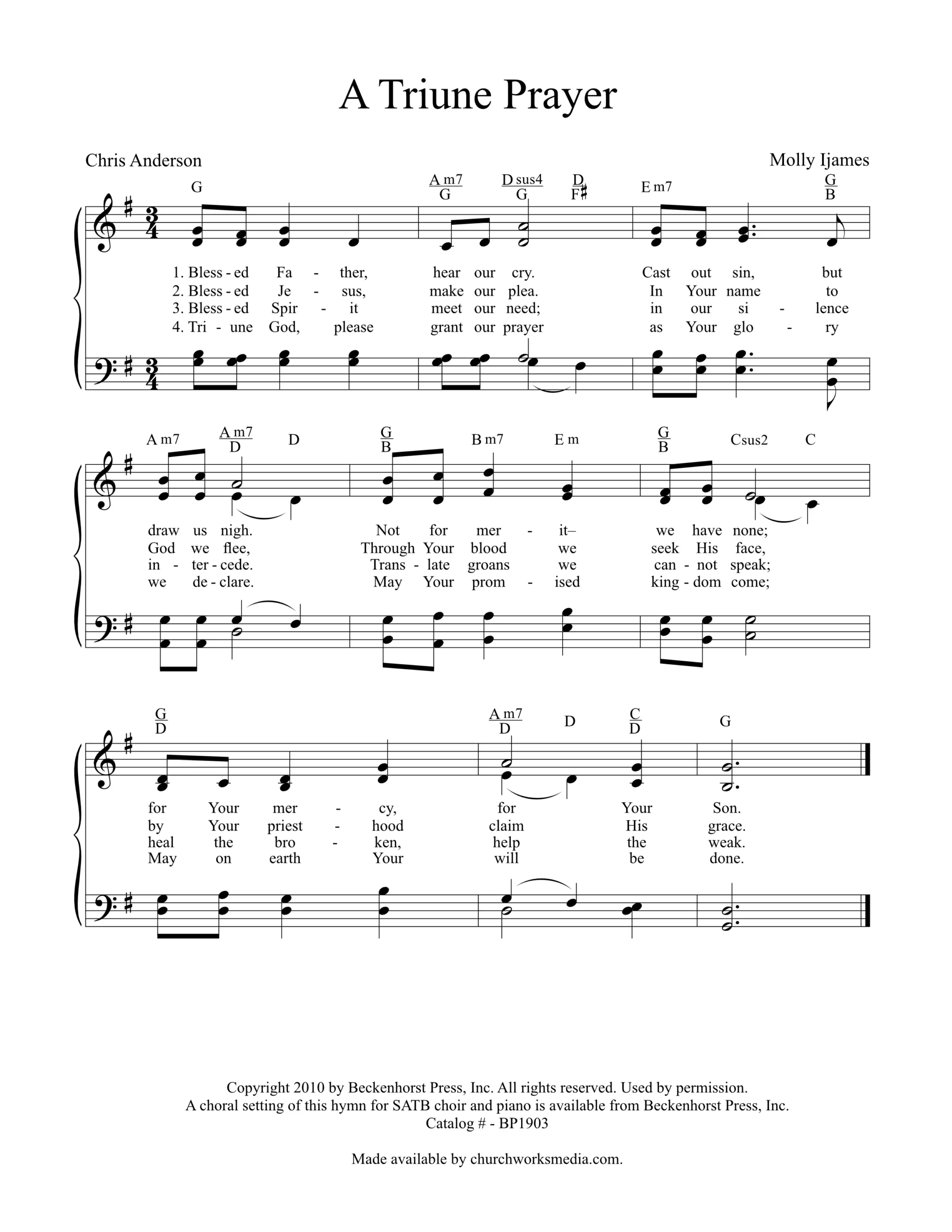 Hymn Sheet for A Triune Prayer