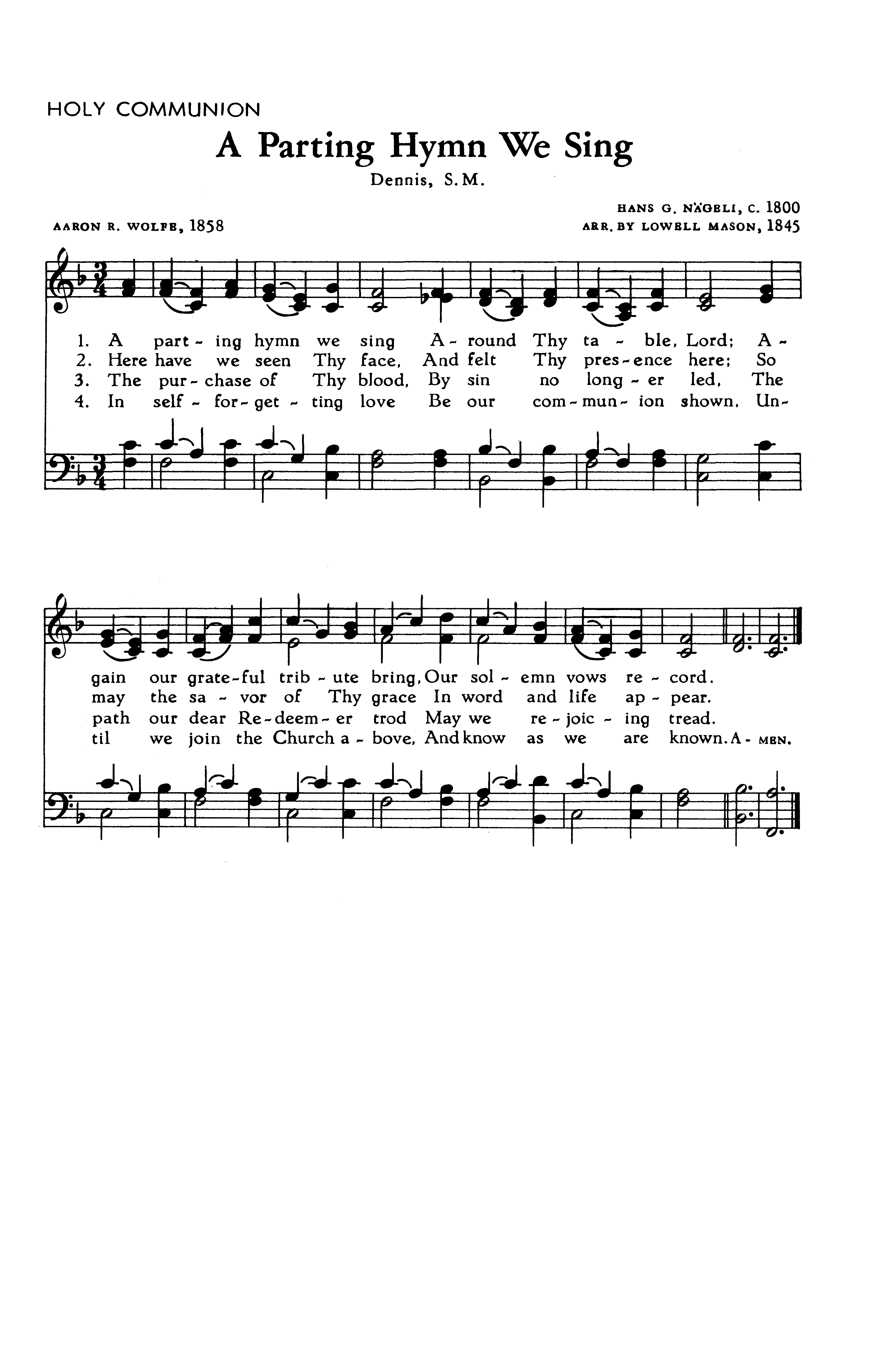 Hymn Sheet for A Parting Hymn
