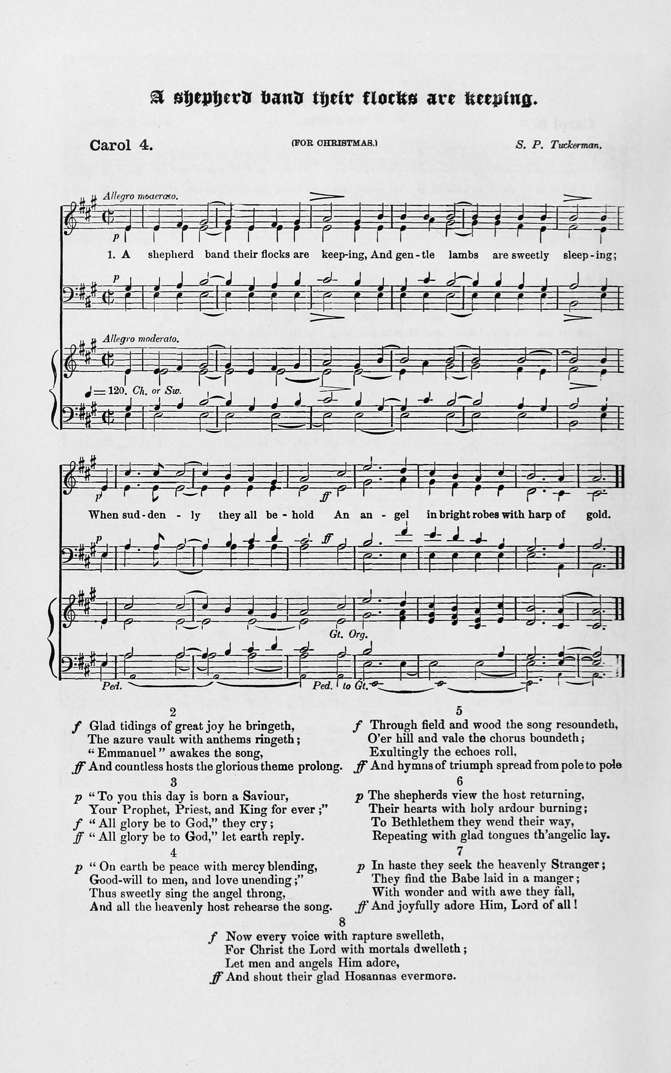 Hymn Sheet for A Shepherd Band Their Flocks Are Keeping