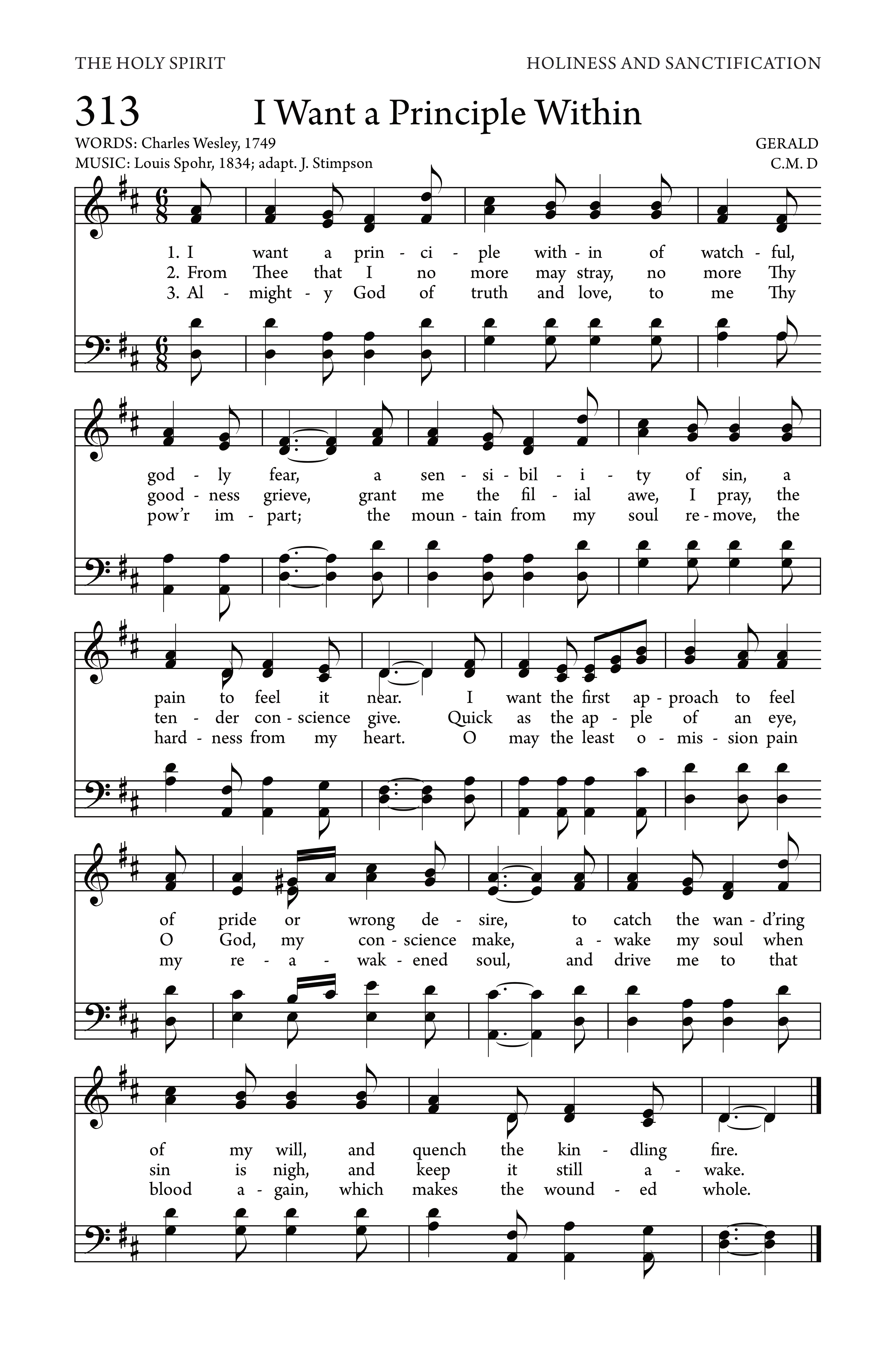 Hymn Sheet for I Want A Principle Within (A Tender Conscience)