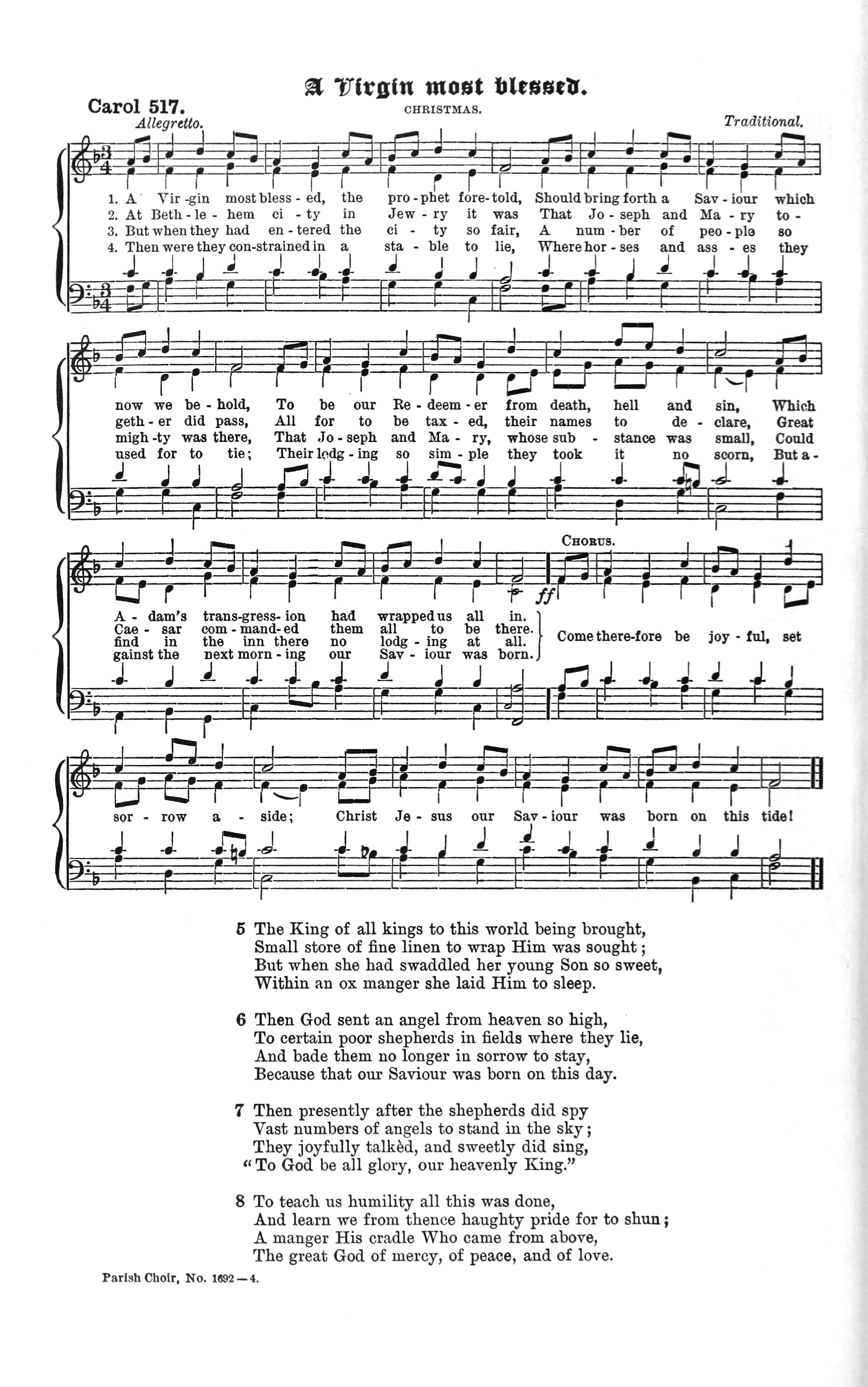 Hymn Sheet for A Virgin Unspotted