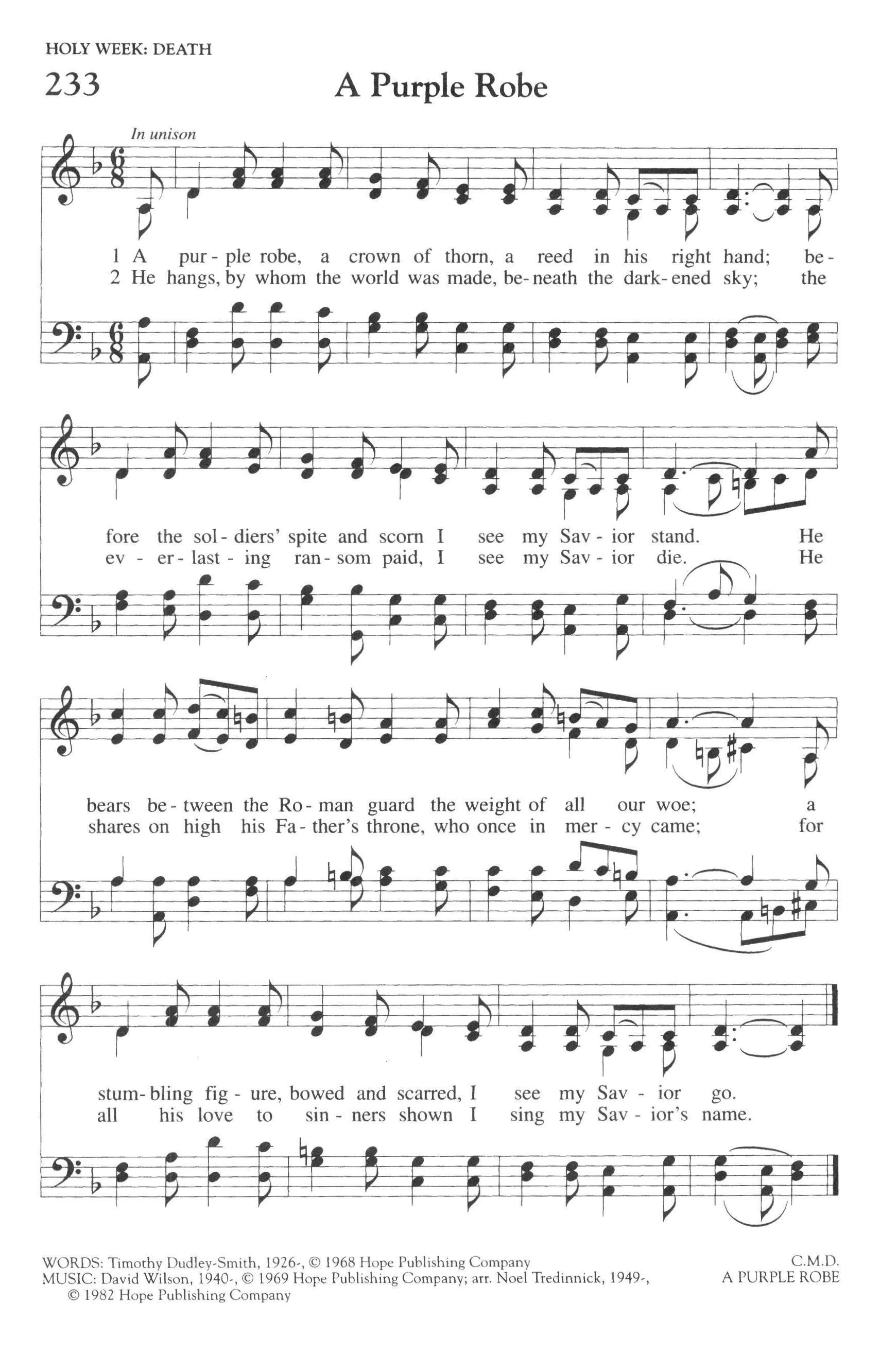 Hymn Sheet for A Purple Robe