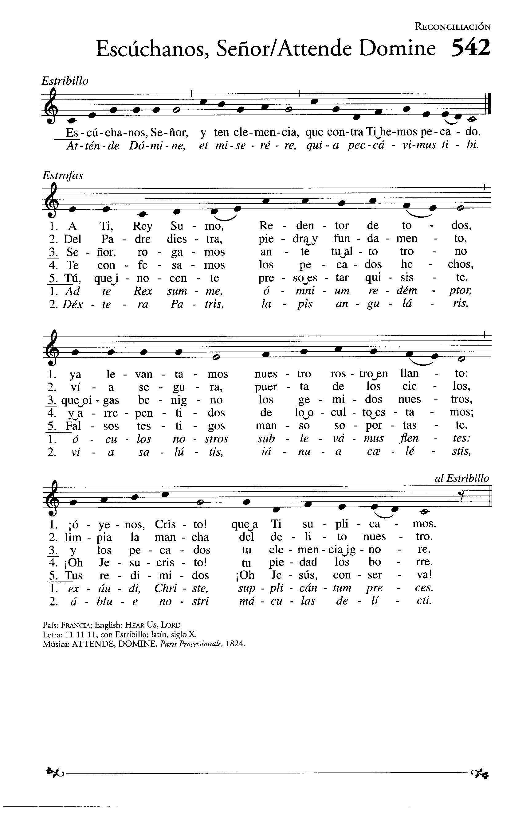 Hymn Sheet for Ad Te, Rex Summe, Omnium Redemptor
