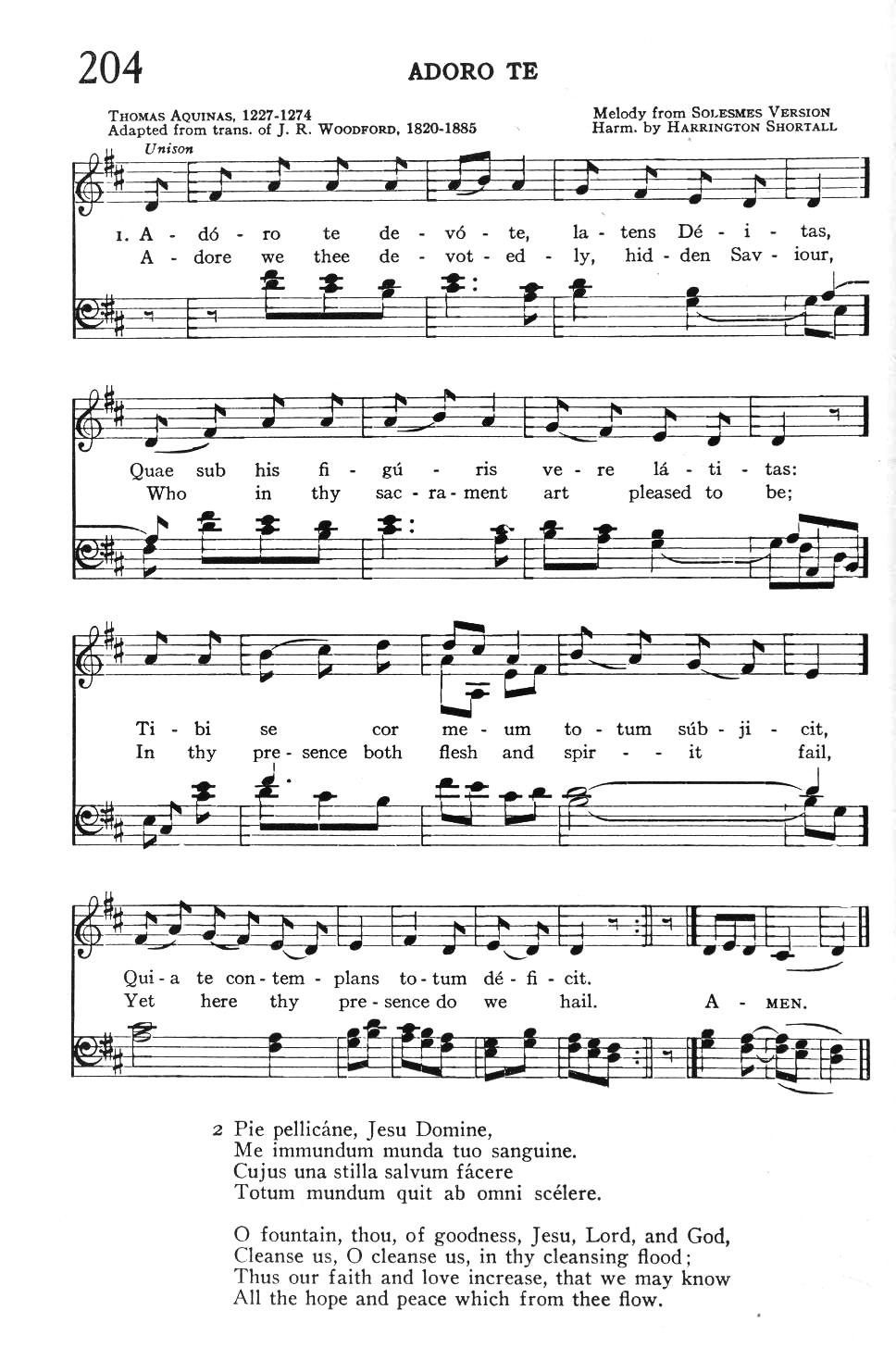 Hymn Sheet for Adoro Te Devote, Latens Deitas