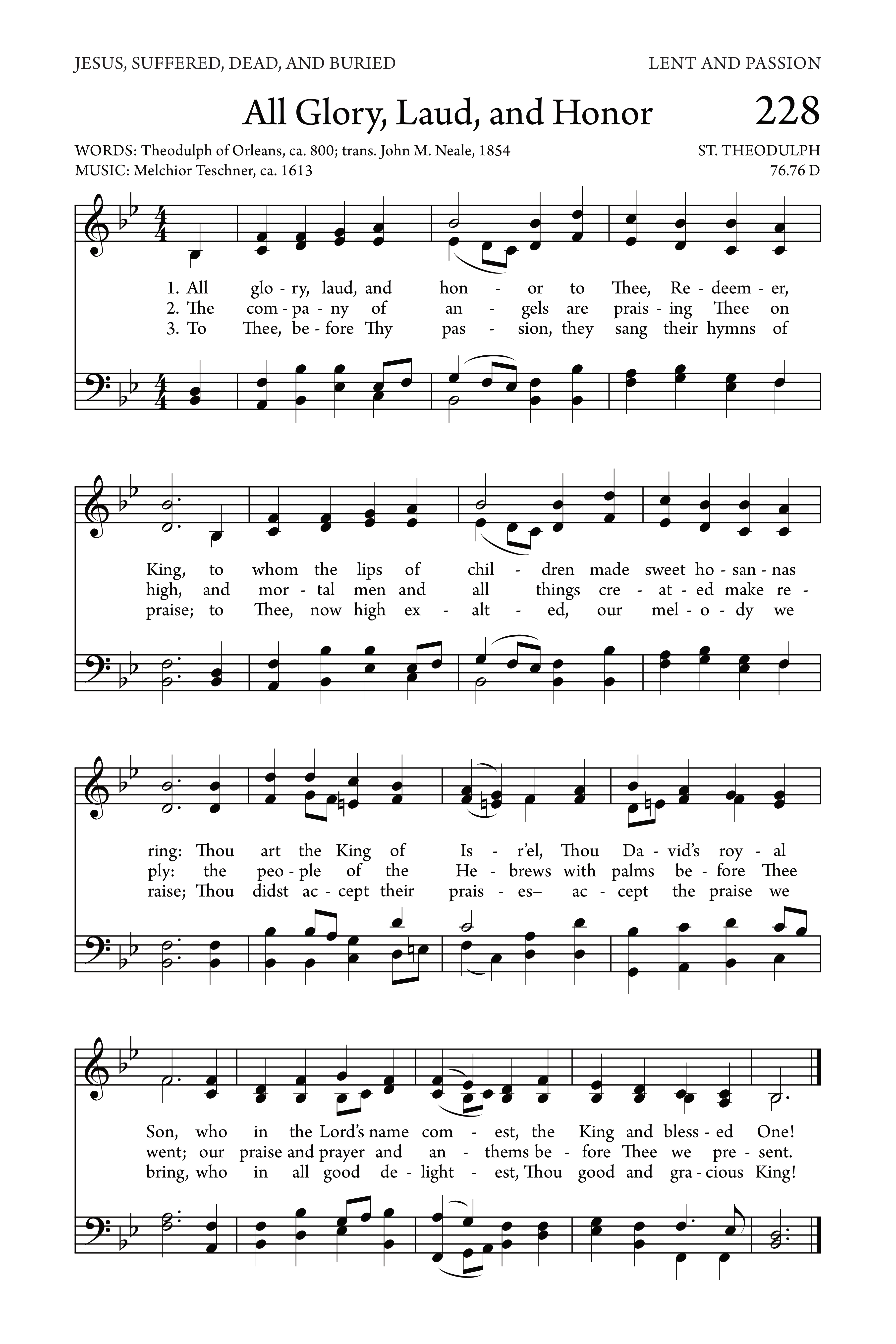 Hymn Sheet for Hosanna, Loud Hosanna