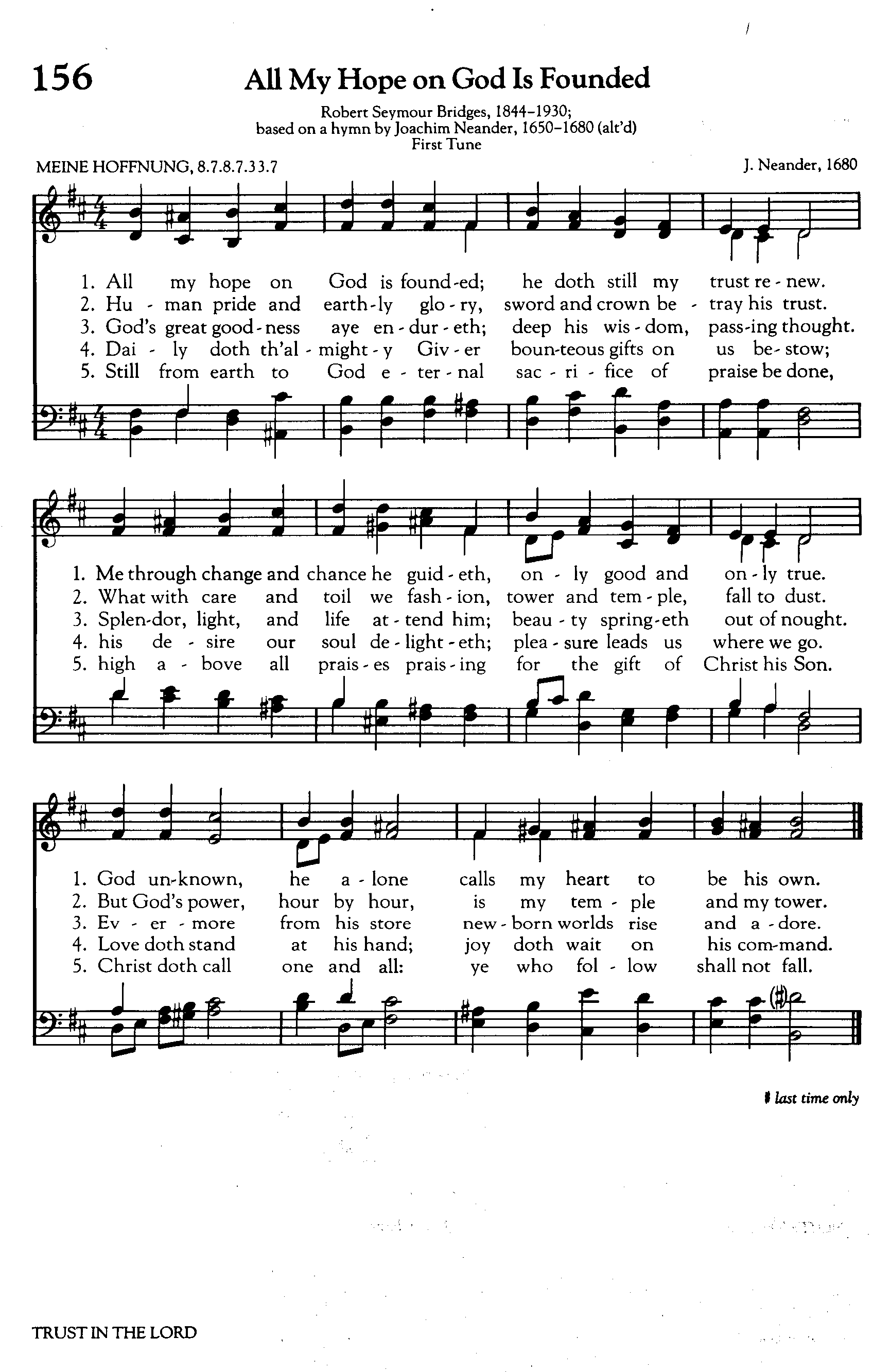 Hymn Sheet for All My Hope on God Is Founded