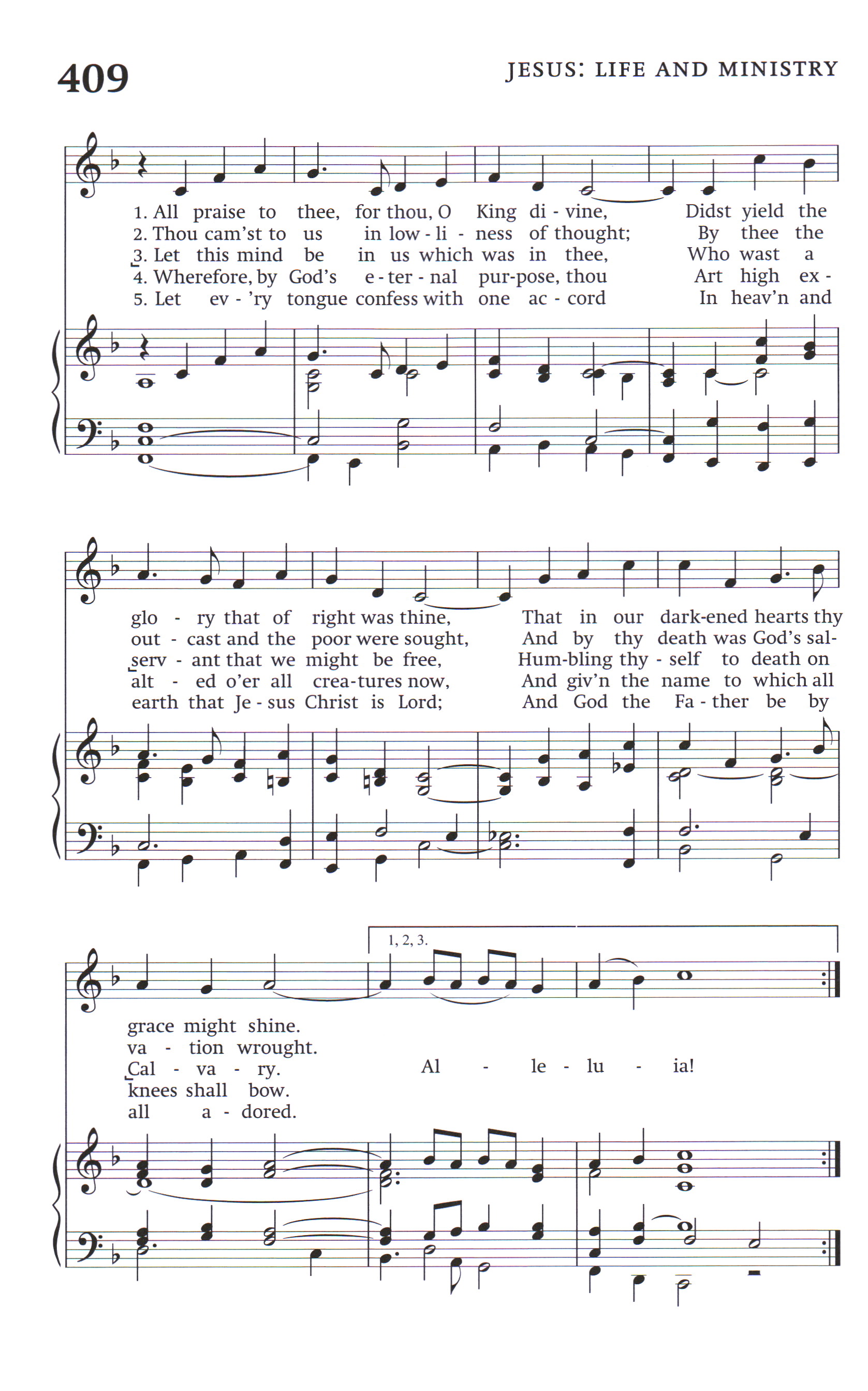 Hymn Sheet for All Praise to Thee, for Thou, O King Divine