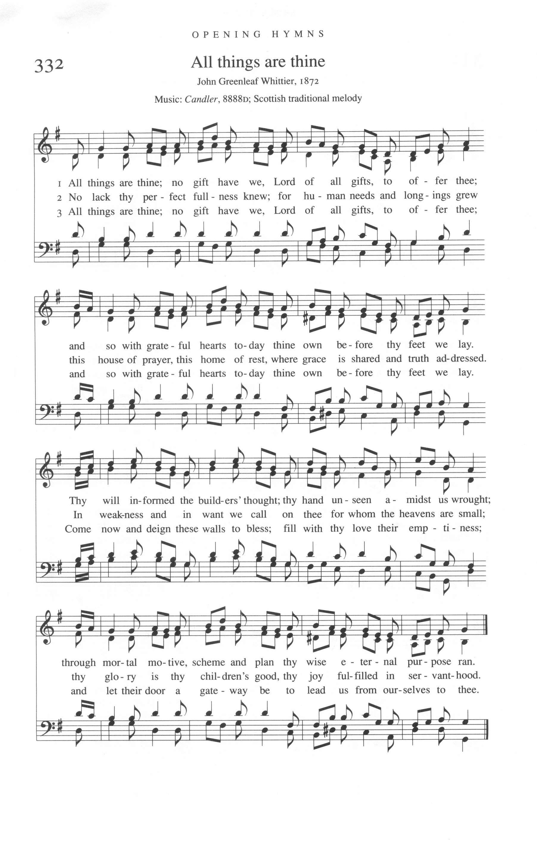 Hymn Sheet for All Things Are Thine