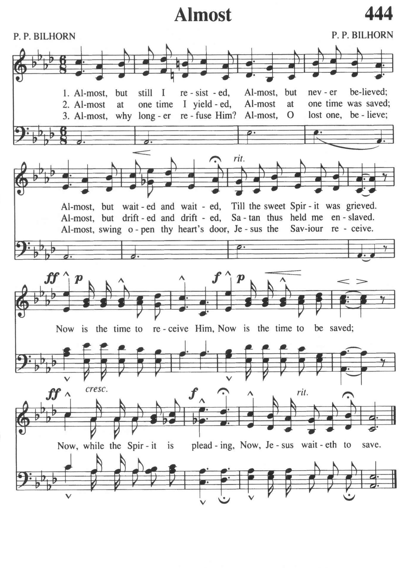 Hymn Sheet for Almost, but Still I Resisted
