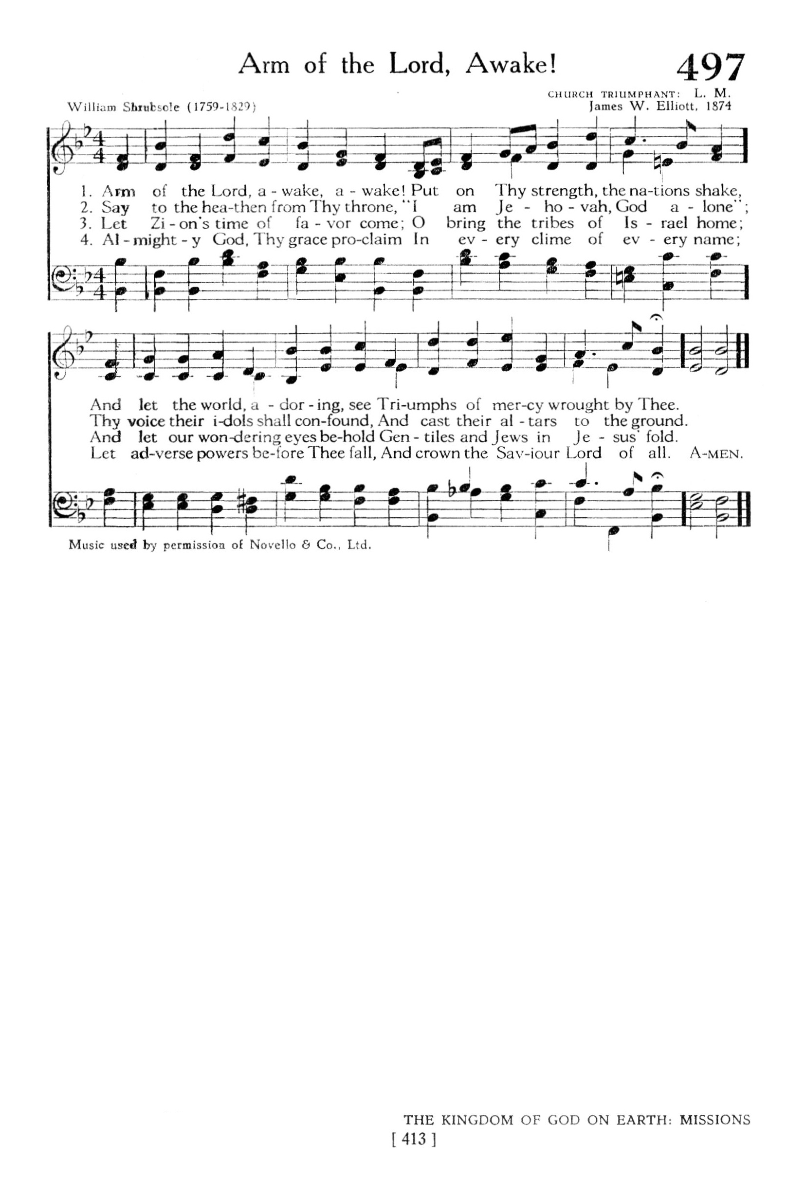 Hymn Sheet for Arm of the Lord, Awake! Awake!