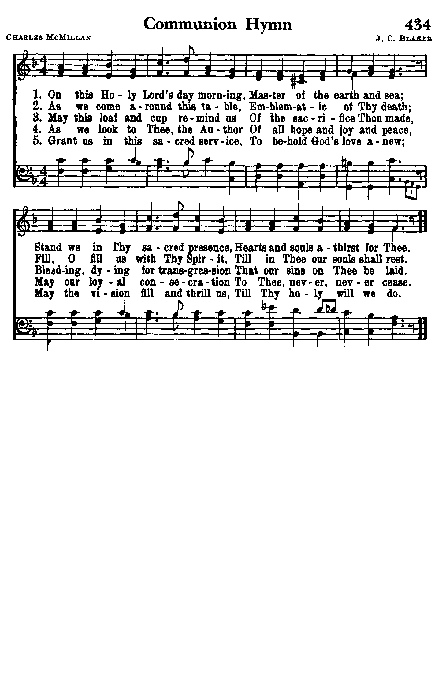 Hymn Sheet for On This Holy Lord's Day Morning