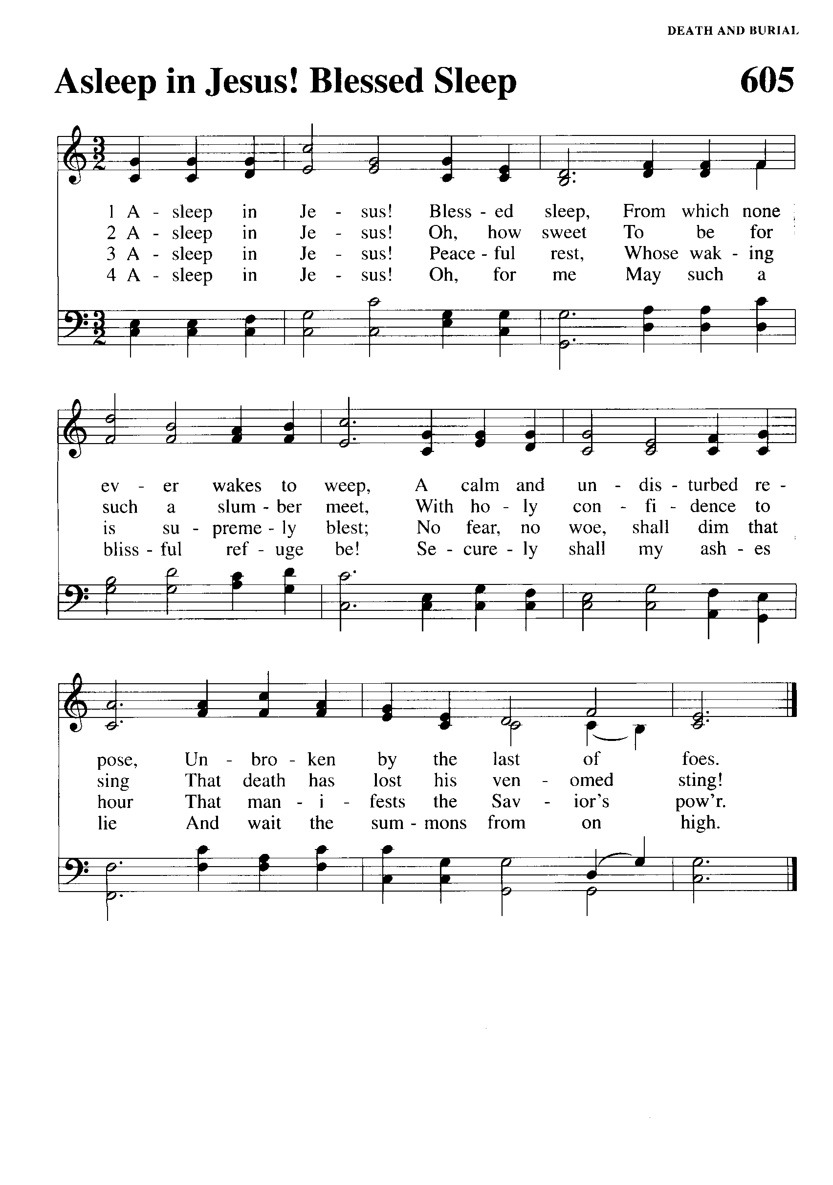Hymn Sheet for Asleep in Jesus! Blessed Sleep
