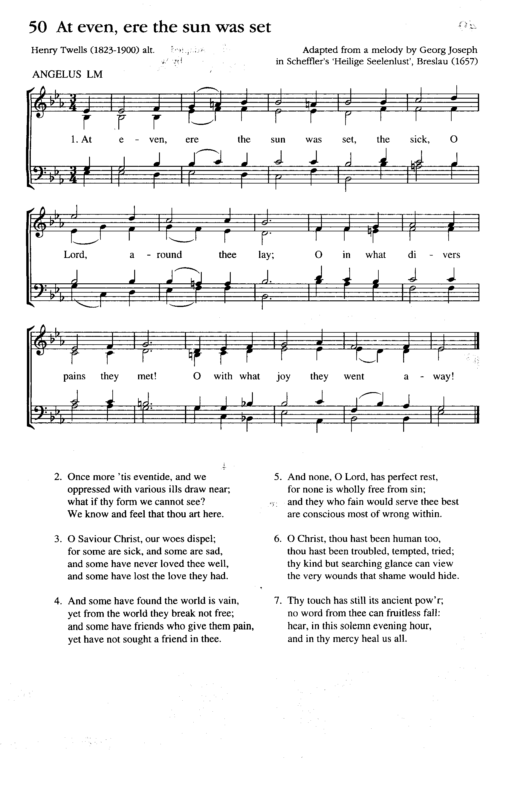 Hymn Sheet for At Even, Ere the Sun Was Set
