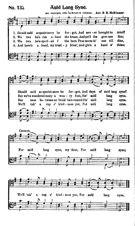 Hymn Sheet for Auld Lang Syne