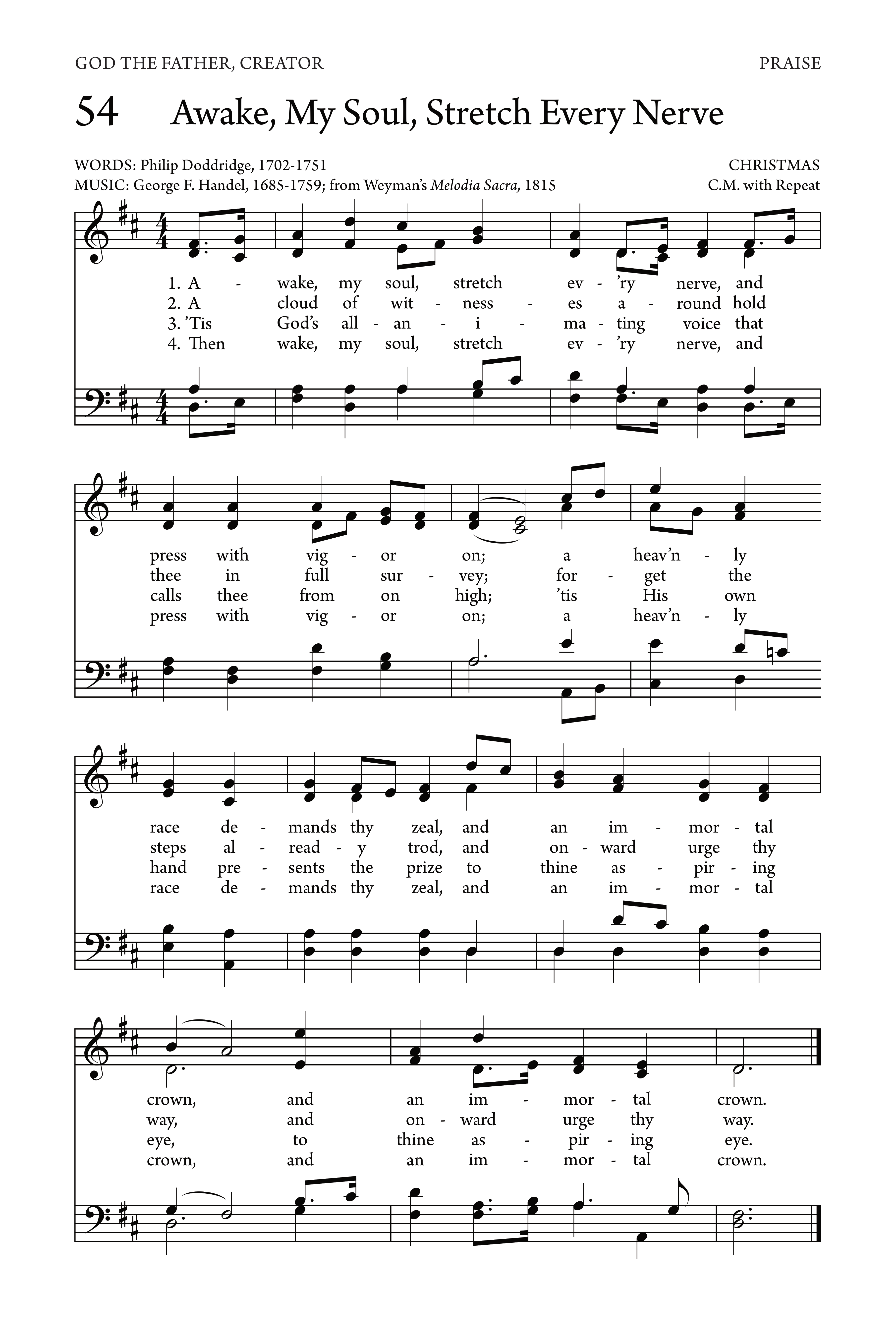 Hymn Sheet for Awake, My Soul, Stretch Every Nerve