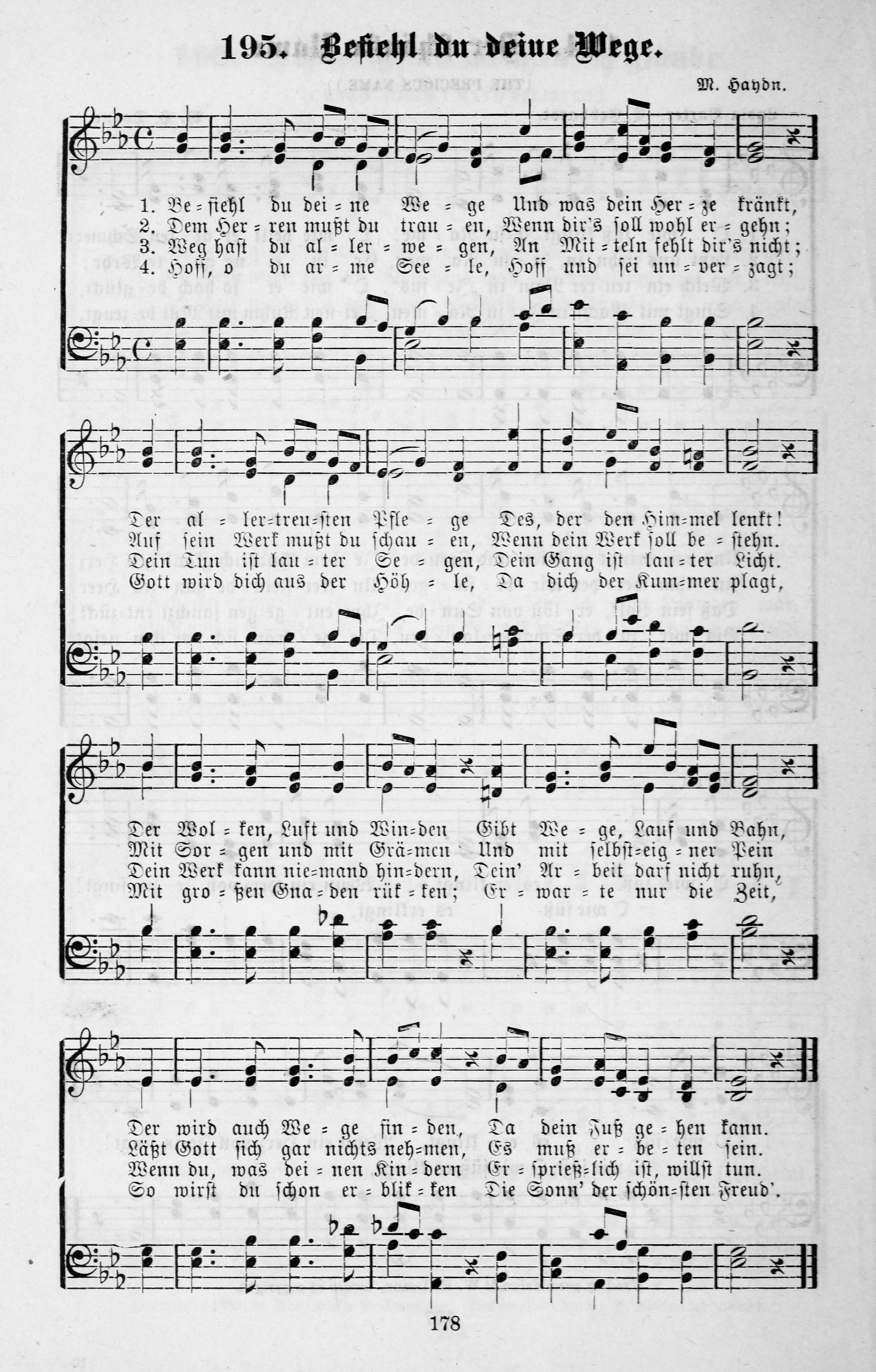Hymn Sheet for Befiehl du deine Wege