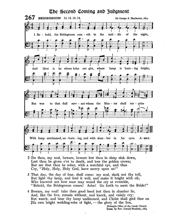 Hymn Sheet for Behold, the Bridegroom Cometh
