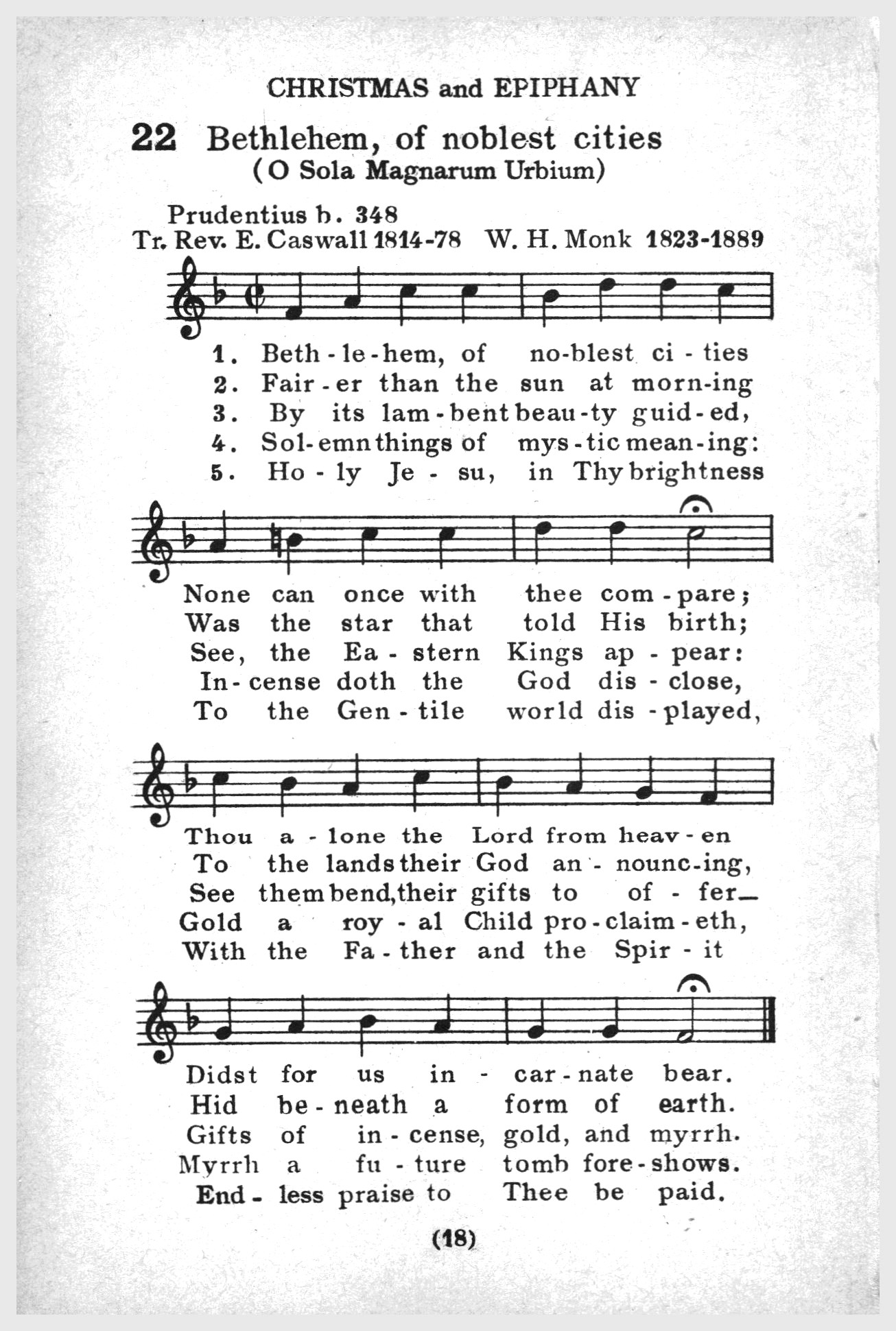Hymn Sheet for Bethlehem, of Noblest Cities