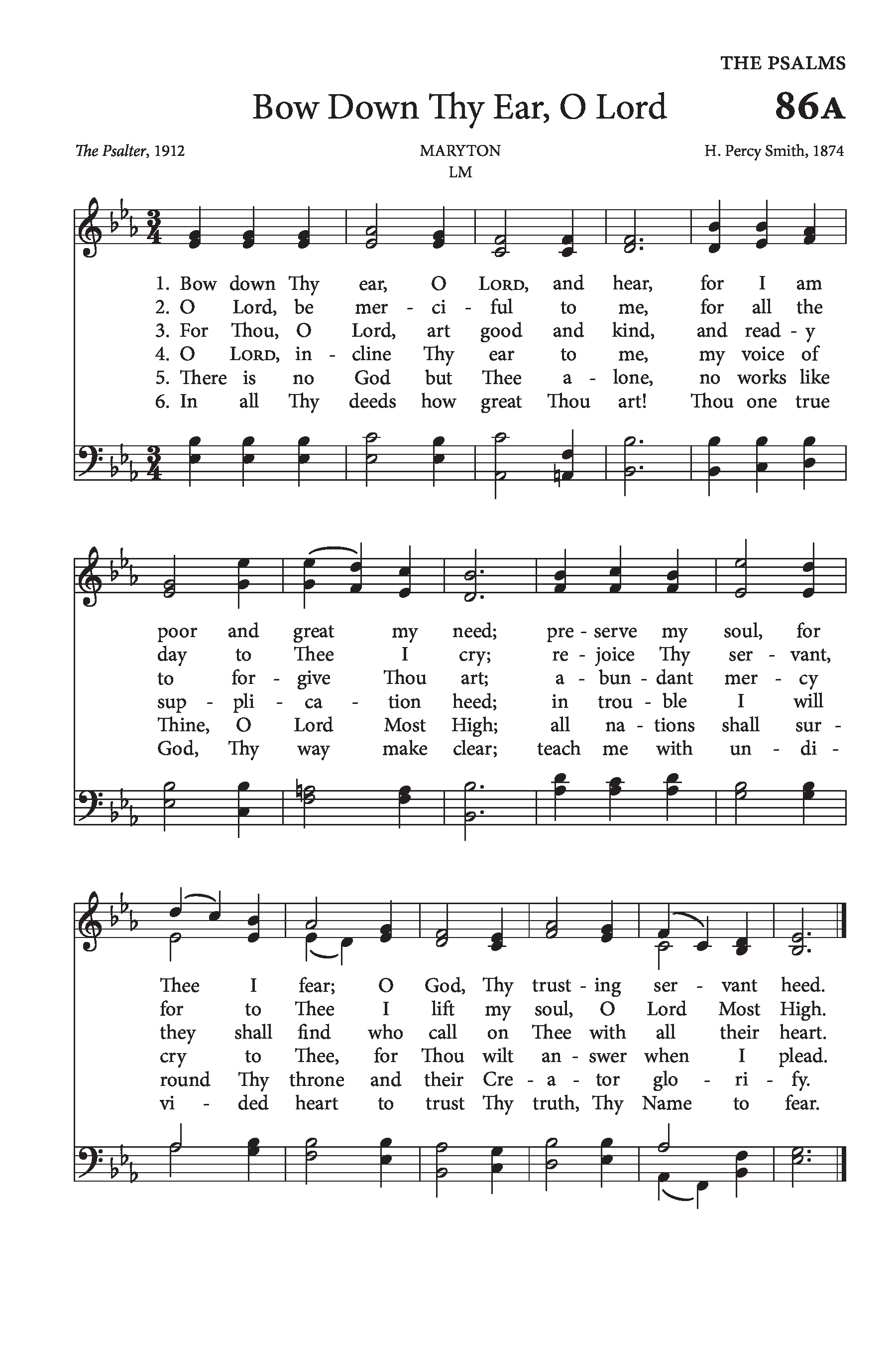 Hymn Sheet for Bow Down Your Ear, O Lord, Hear Me