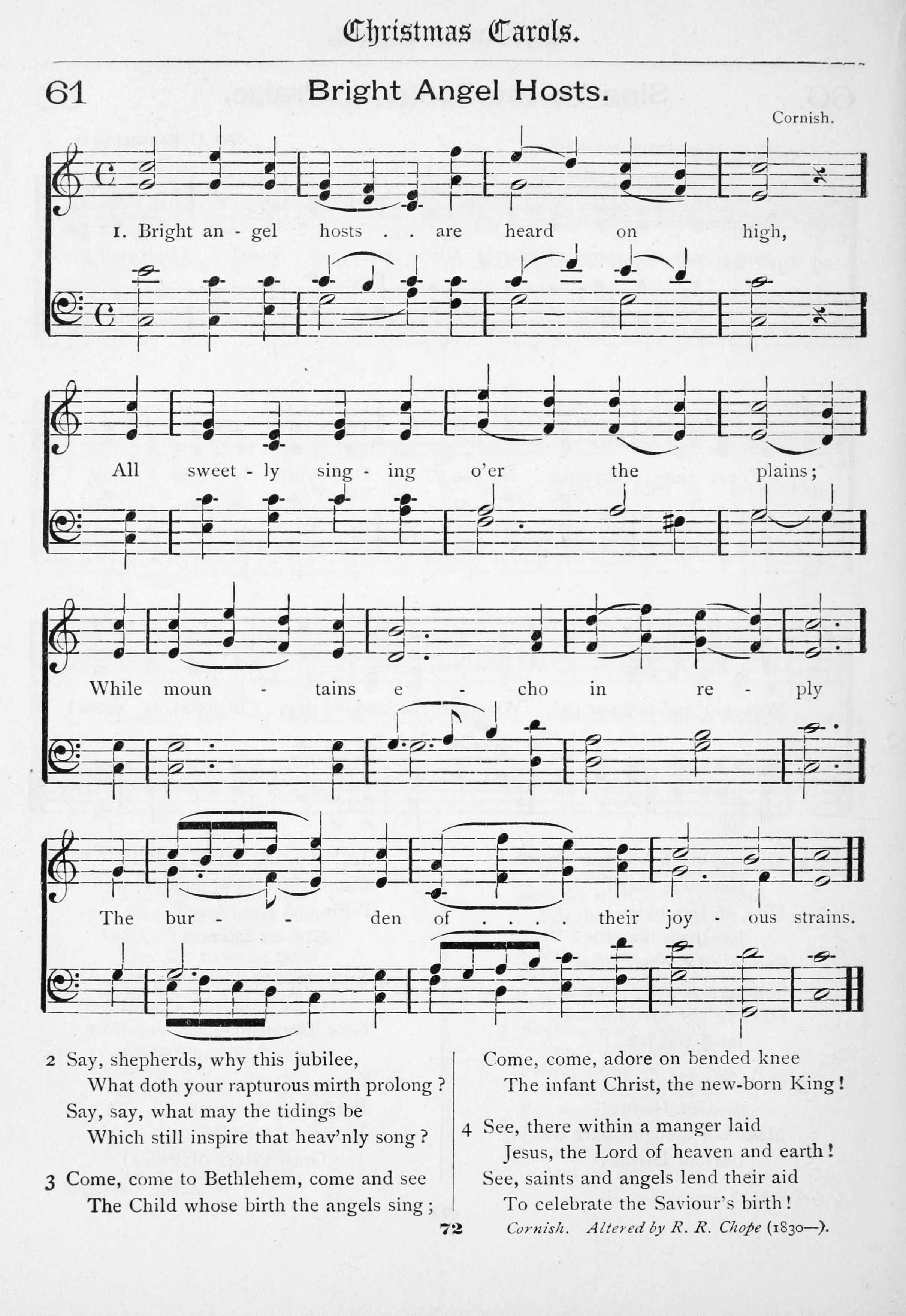 Hymn Sheet for Bright Angel Hosts Are Heard on High
