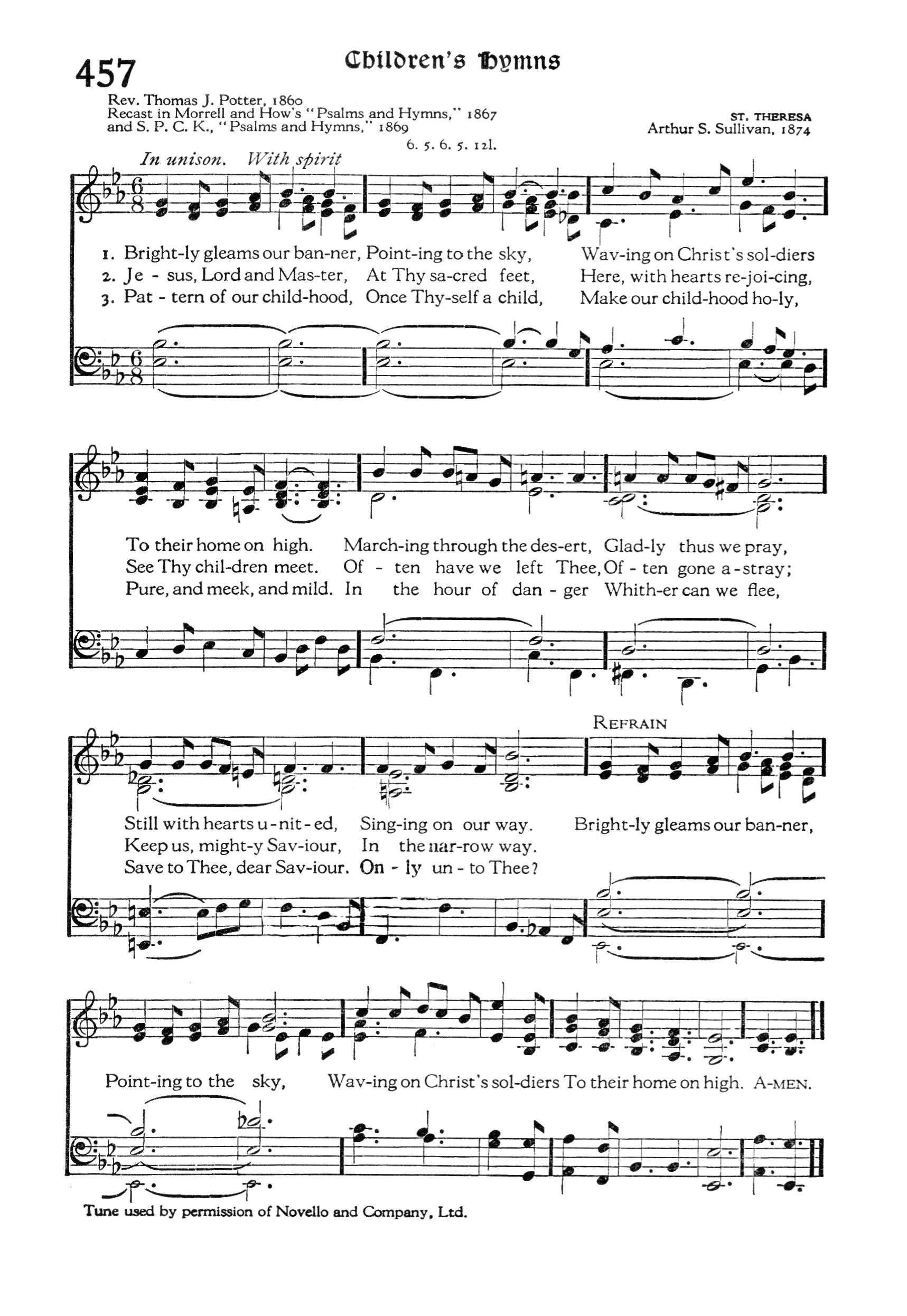 Hymn Sheet for Brightly Gleams Our Banner