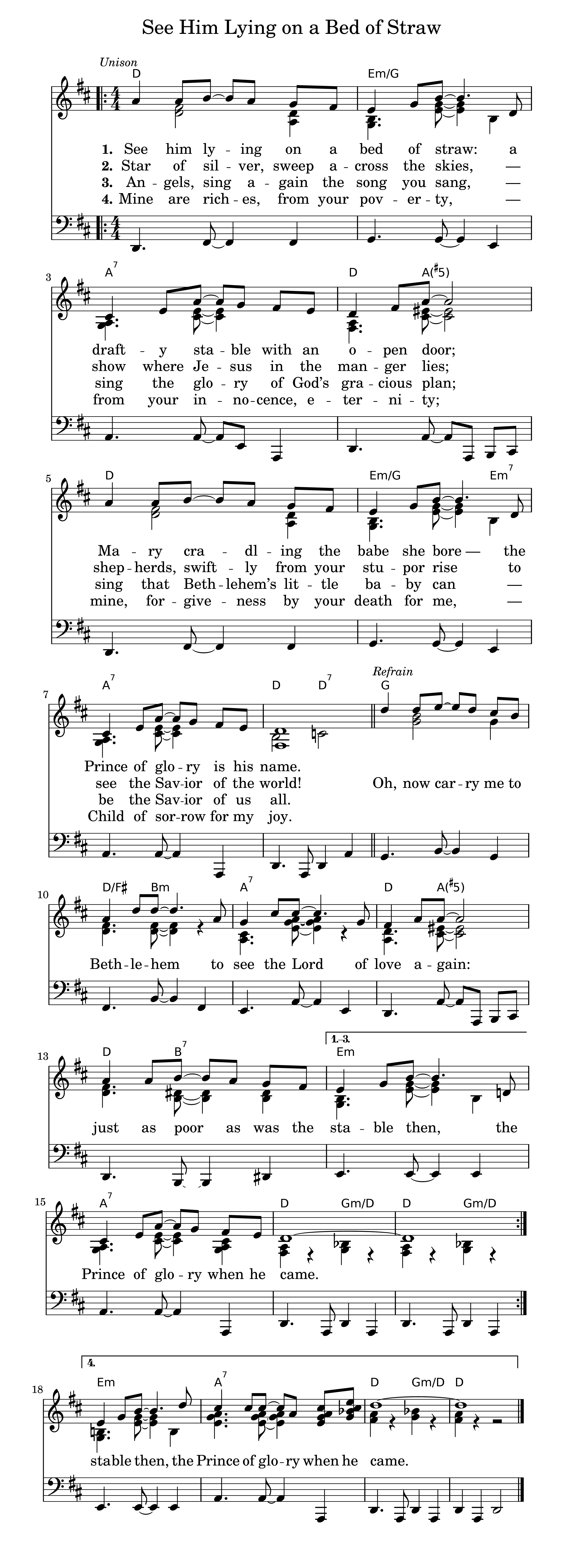 Hymn Sheet for Calypso Carol (See him lying on a bed of straw)