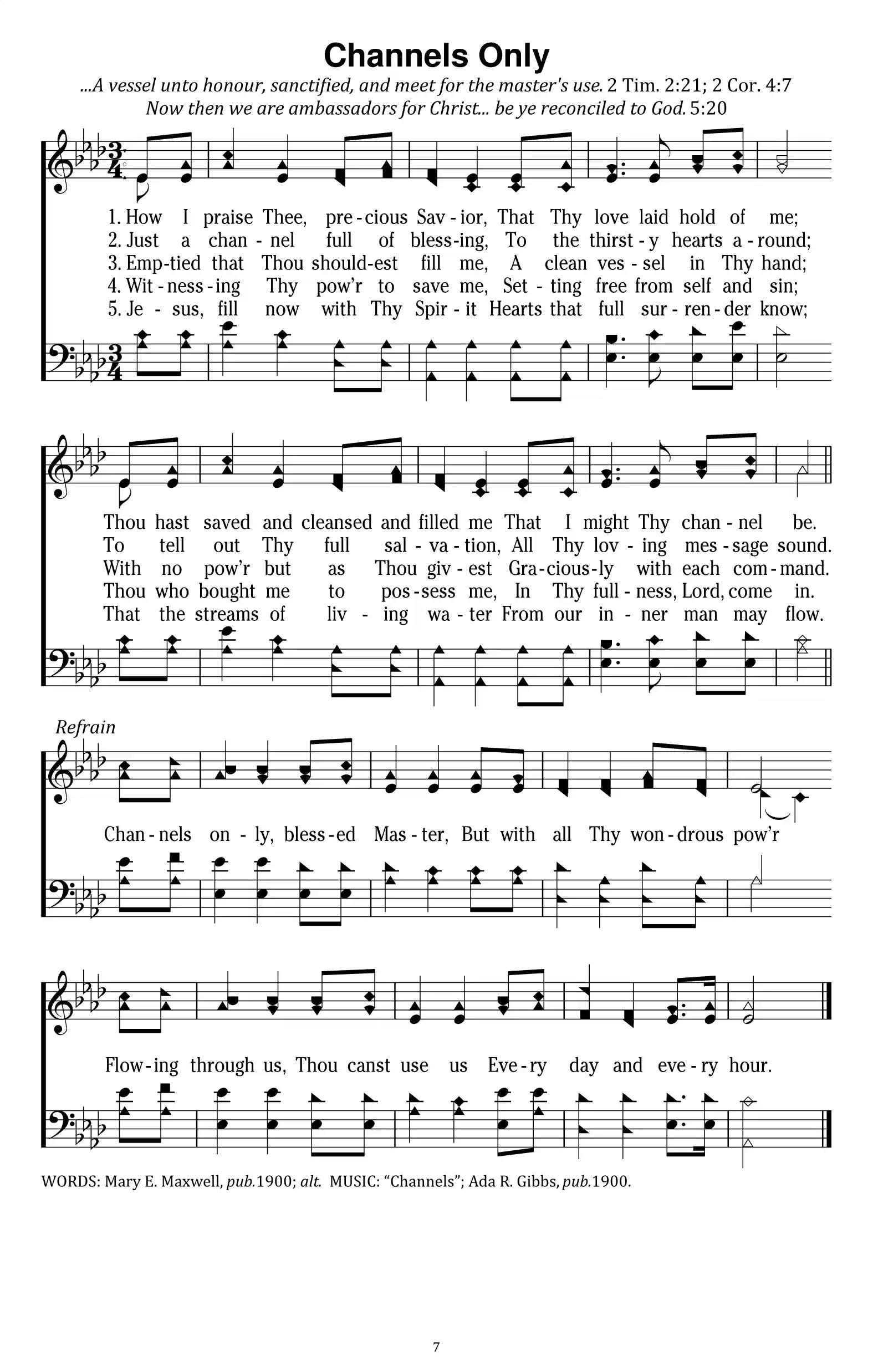 Hymn Sheet for Channels Only, Blessed Master
