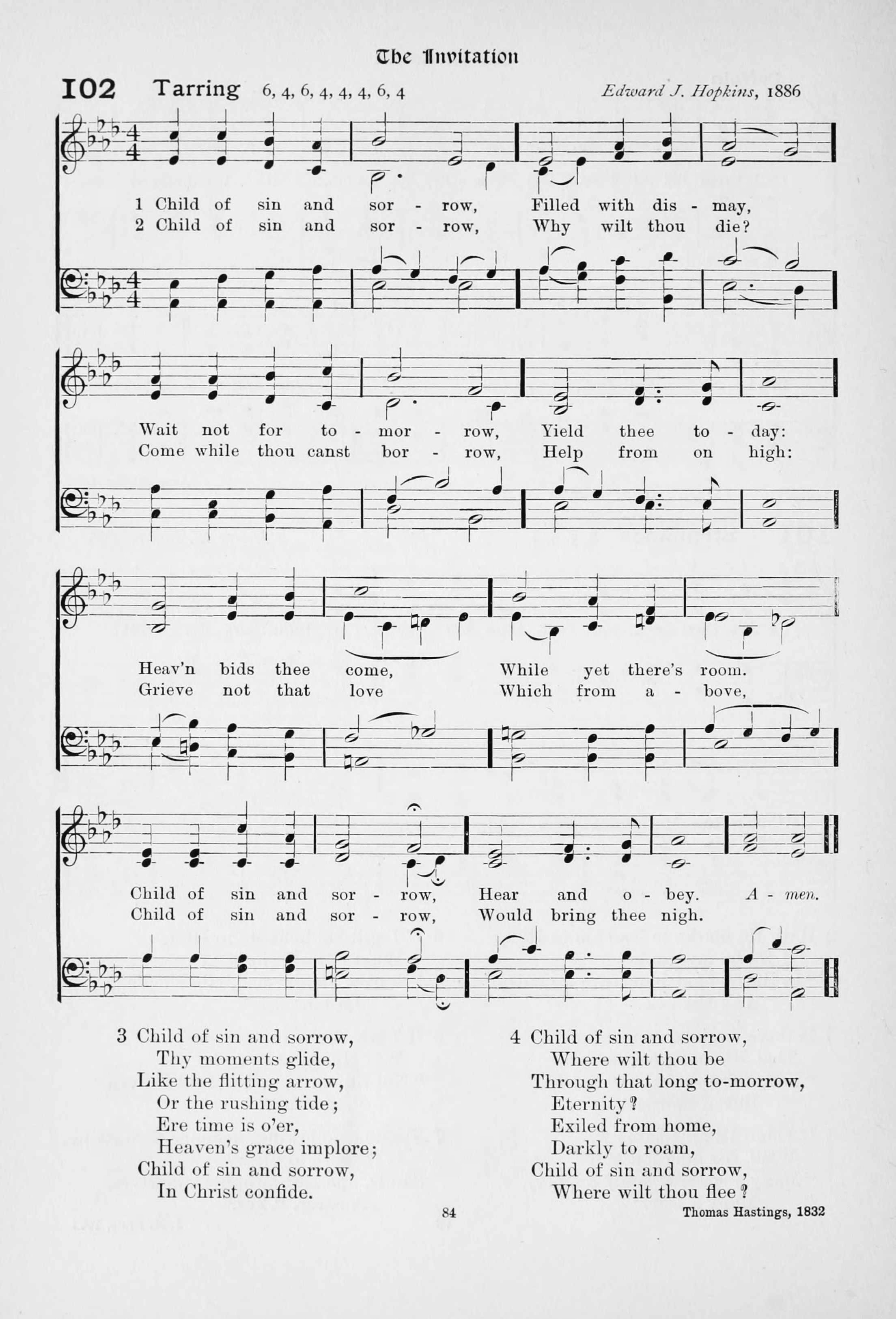 Hymn Sheet for Child of Sin and Sorrow
