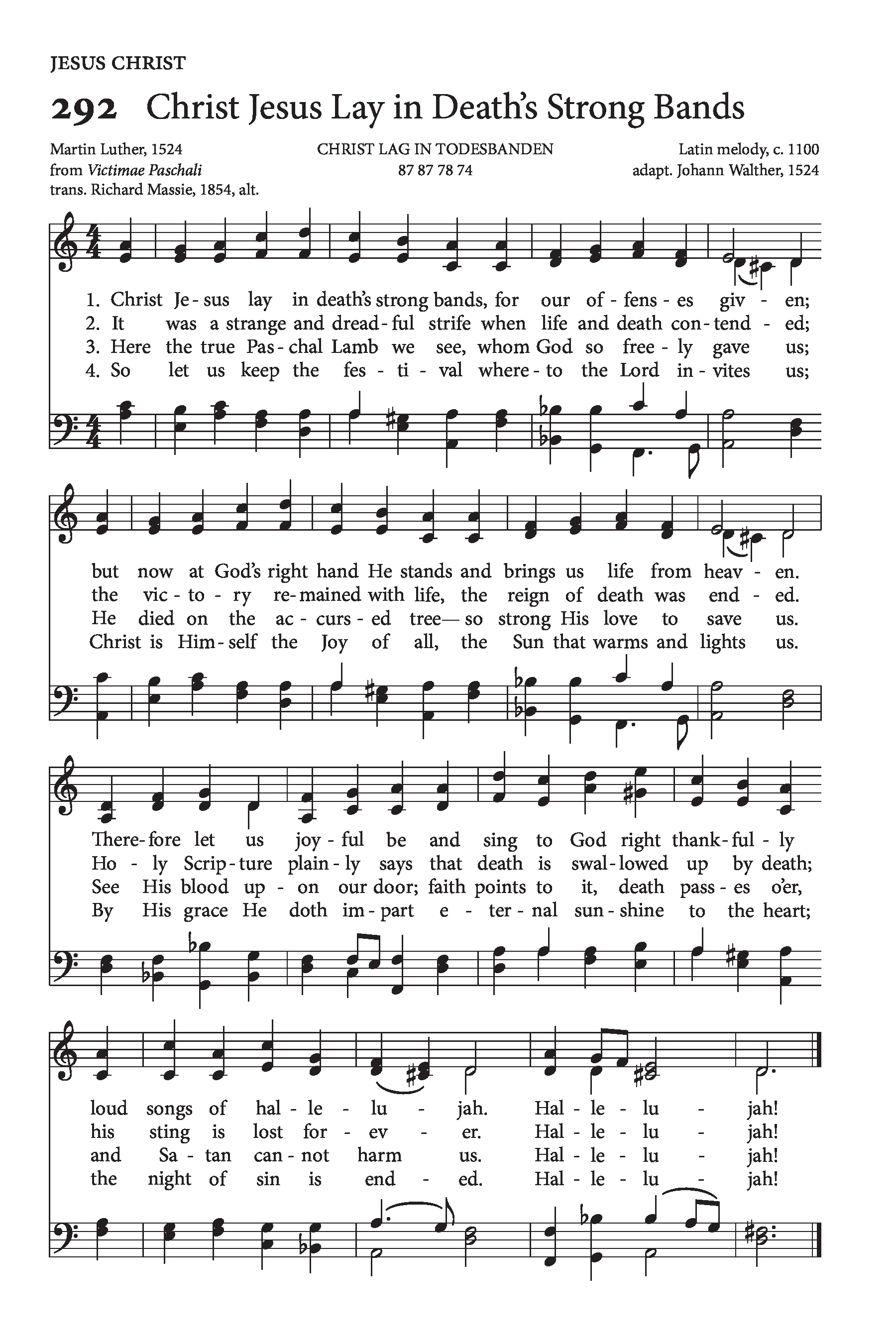Hymn Sheet for Christ Jesus Lay in Death's Strong Bands