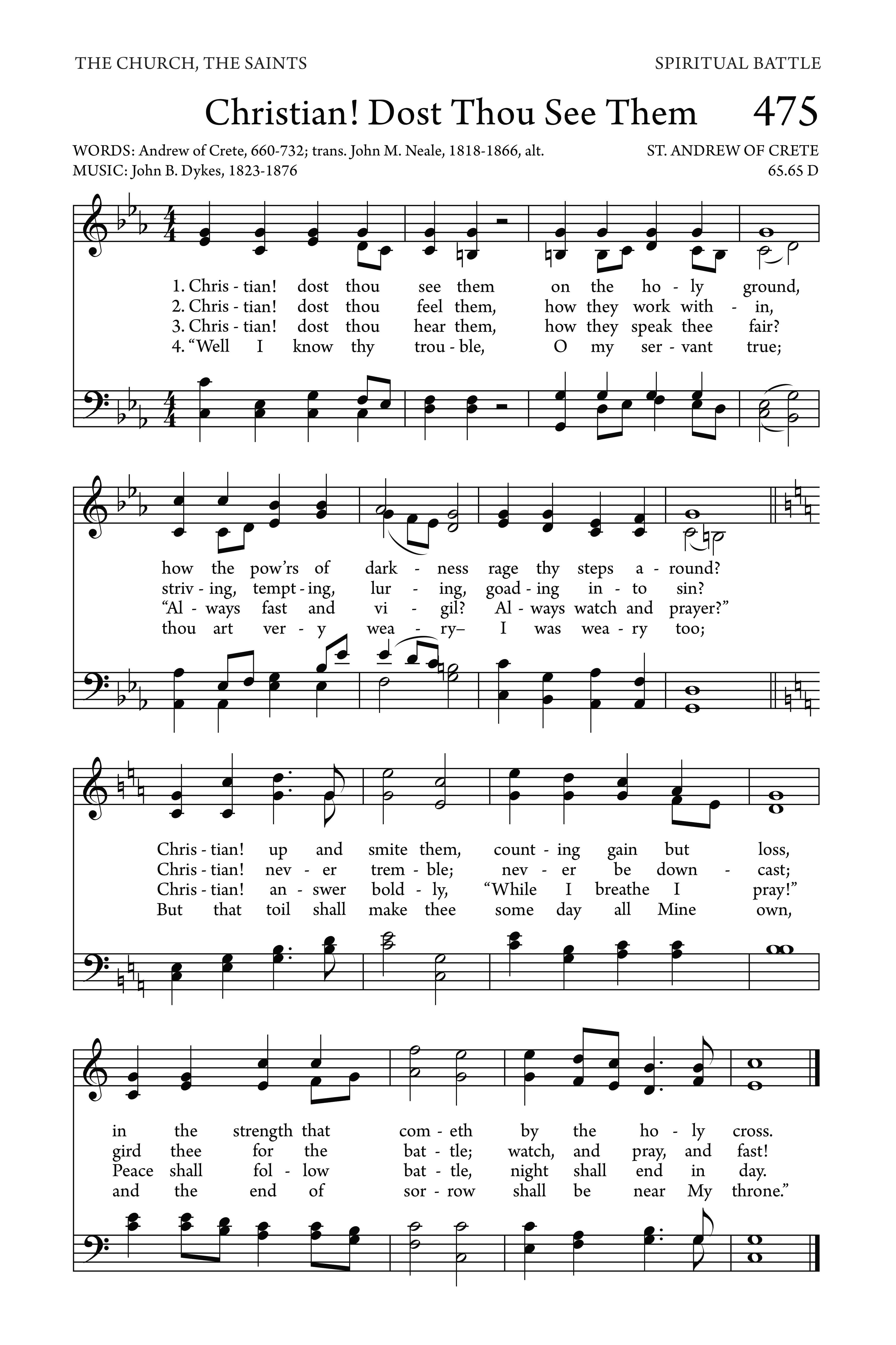 Hymn Sheet for Christian! Dost Thou See Them