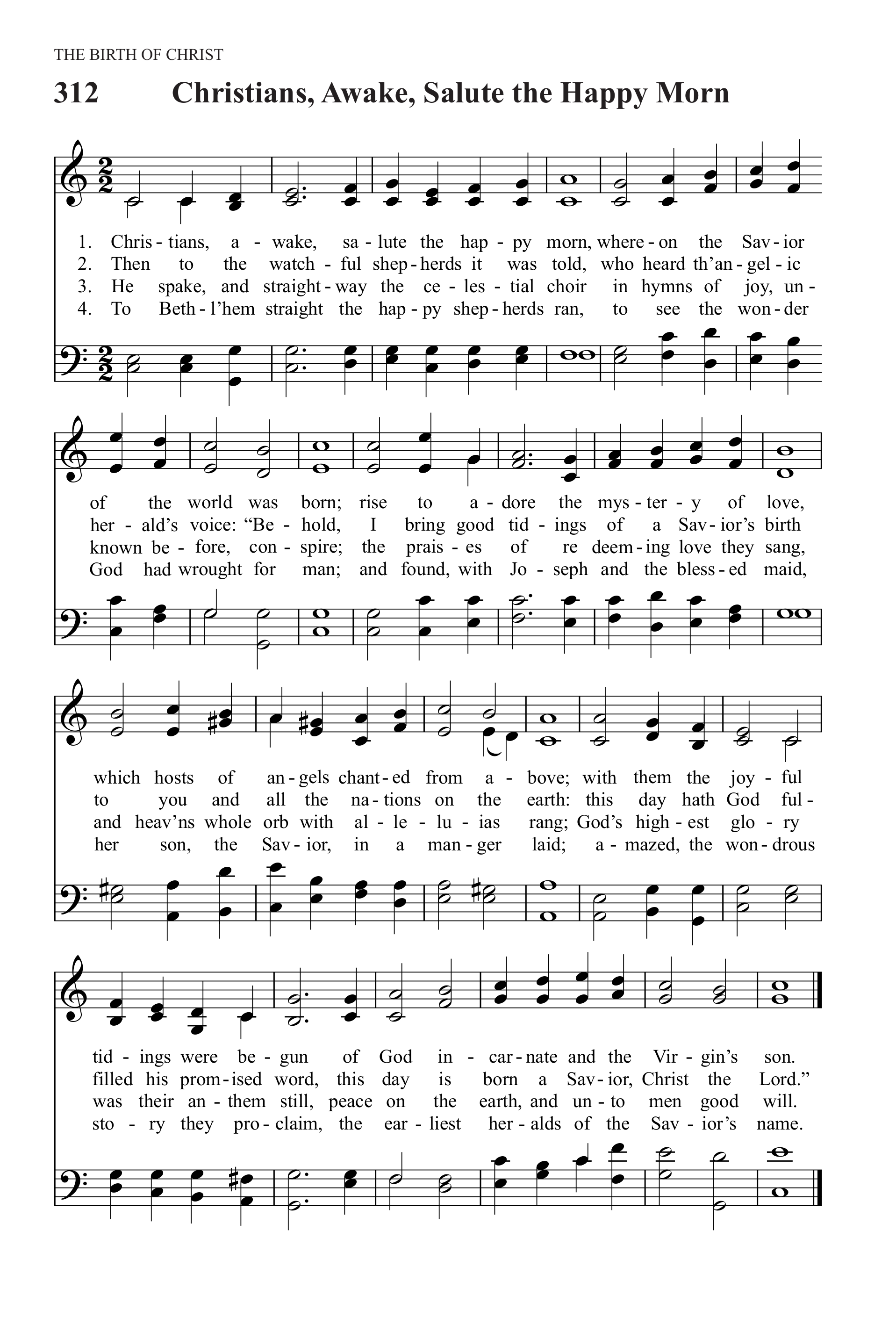 Hymn Sheet for Christians, awake, salute the happy morn