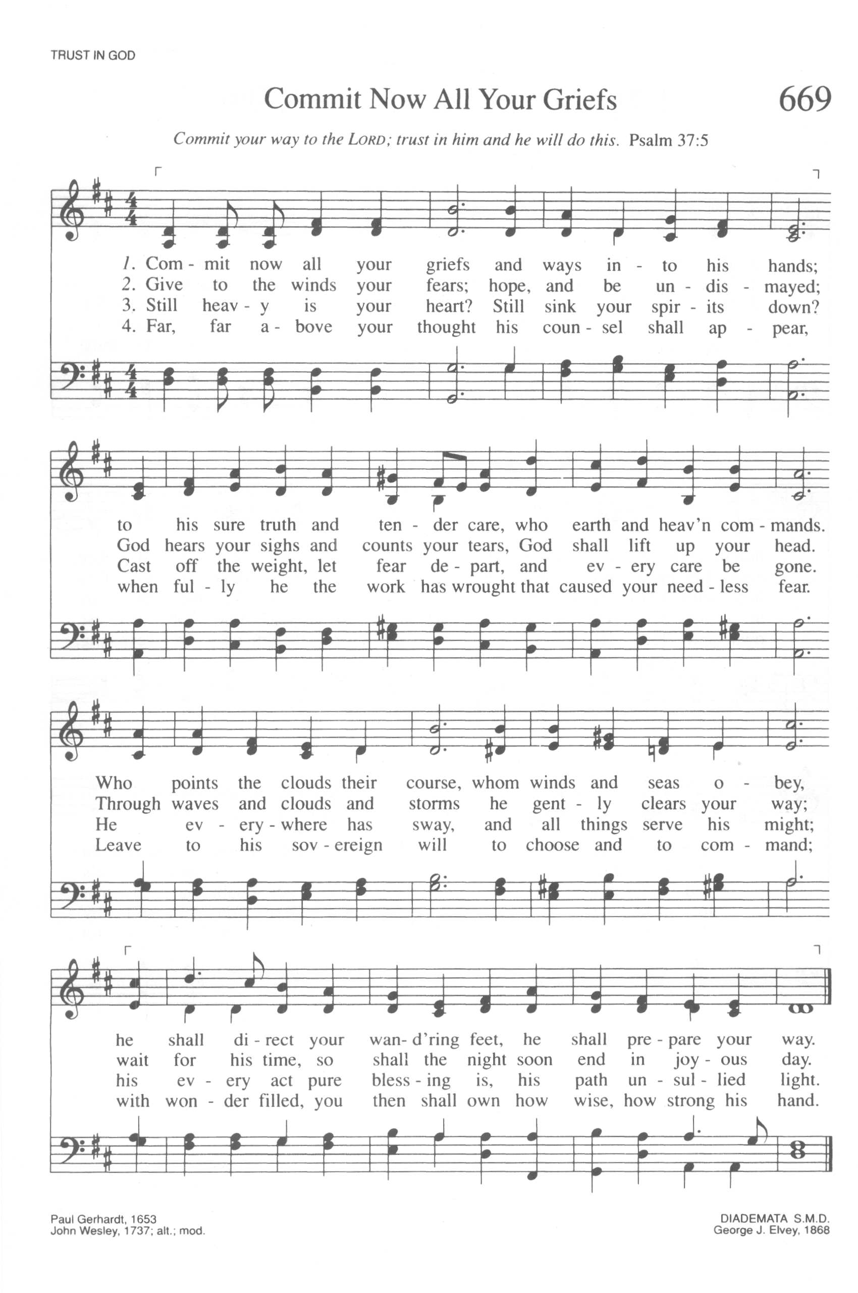 Hymn Sheet for Commit Thou All Thy Griefs
