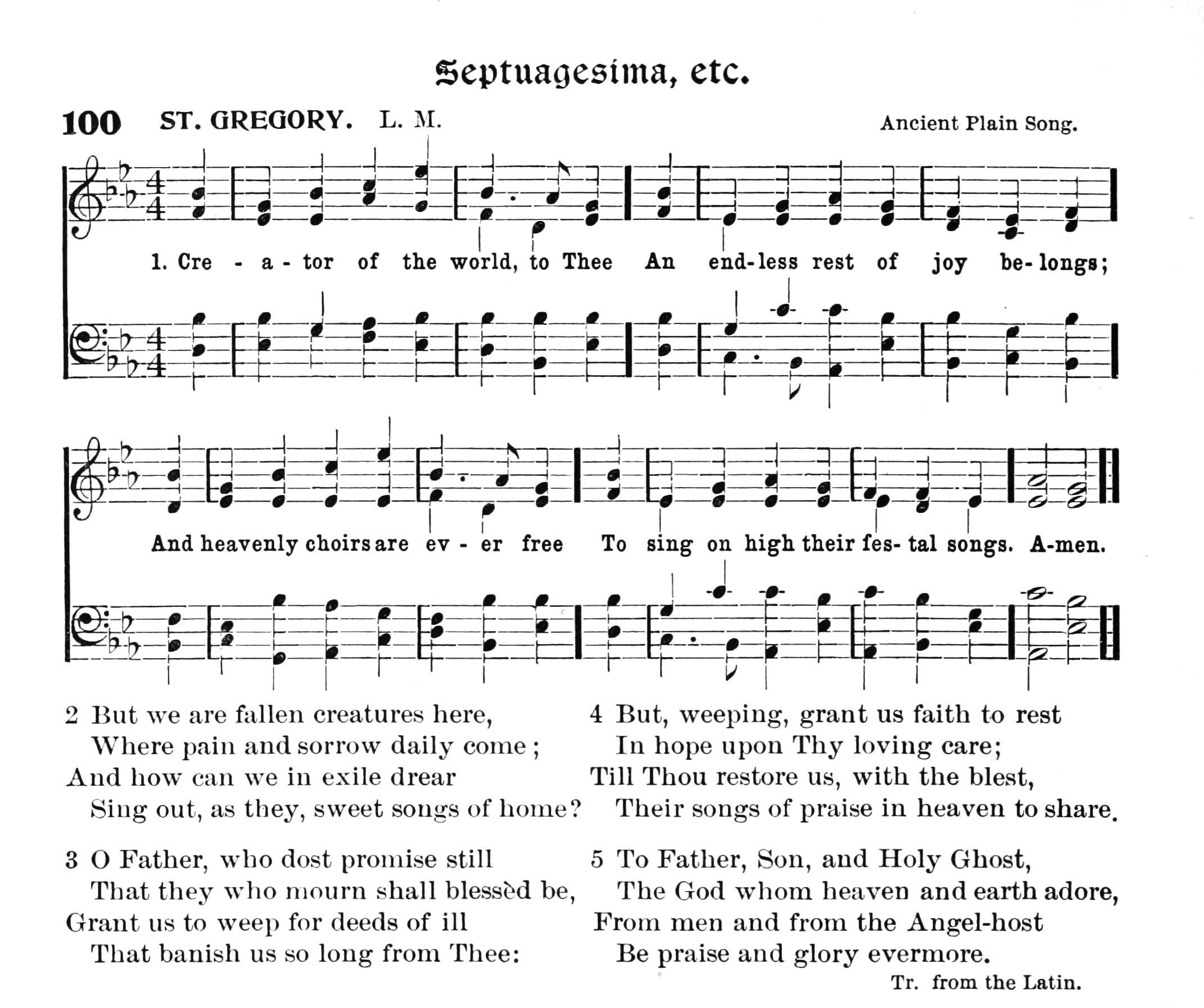 Hymn Sheet for Creator of the World, to Thee