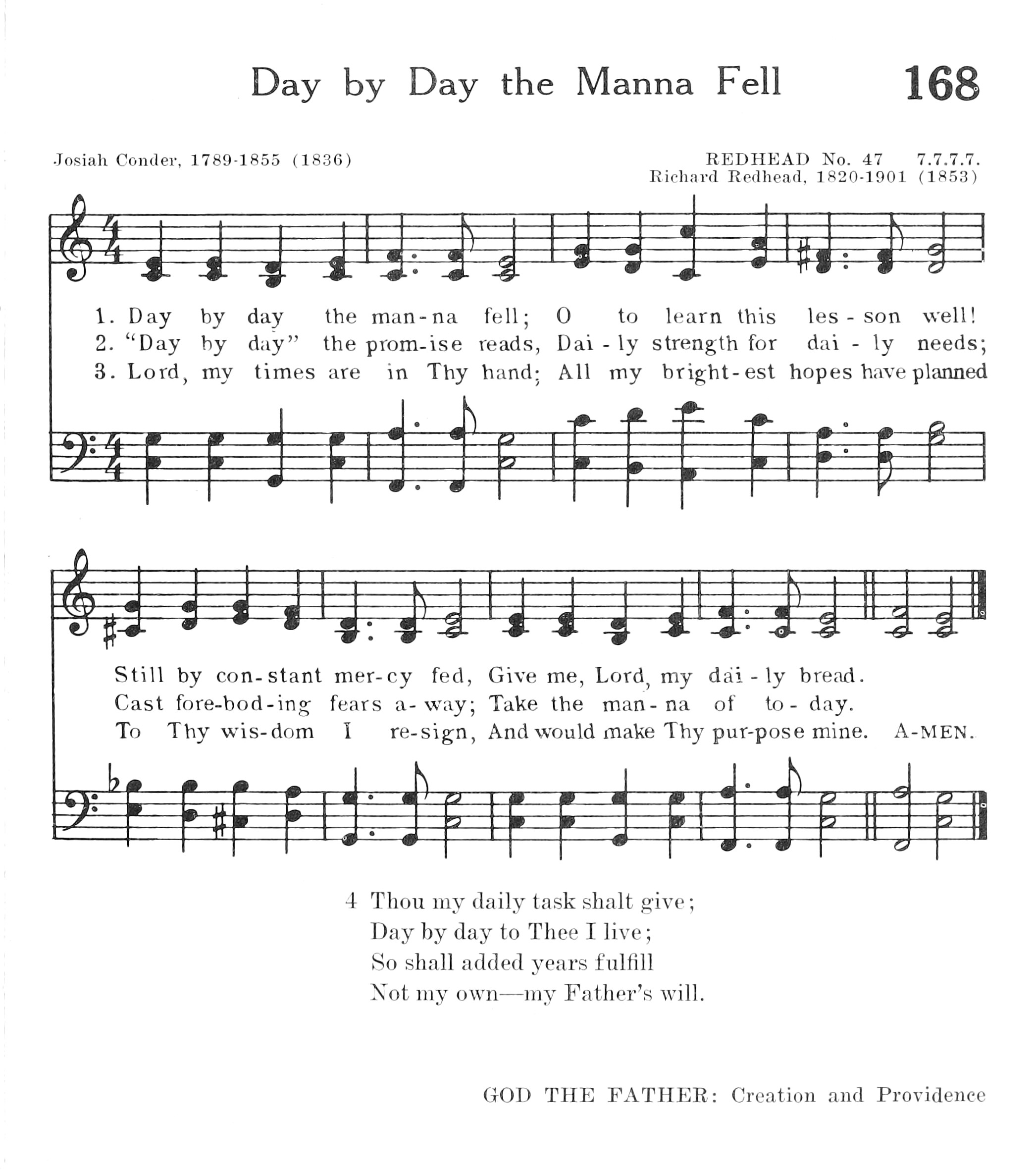 Hymn Sheet for Day by Day the Manna Fell (Daily Bread)