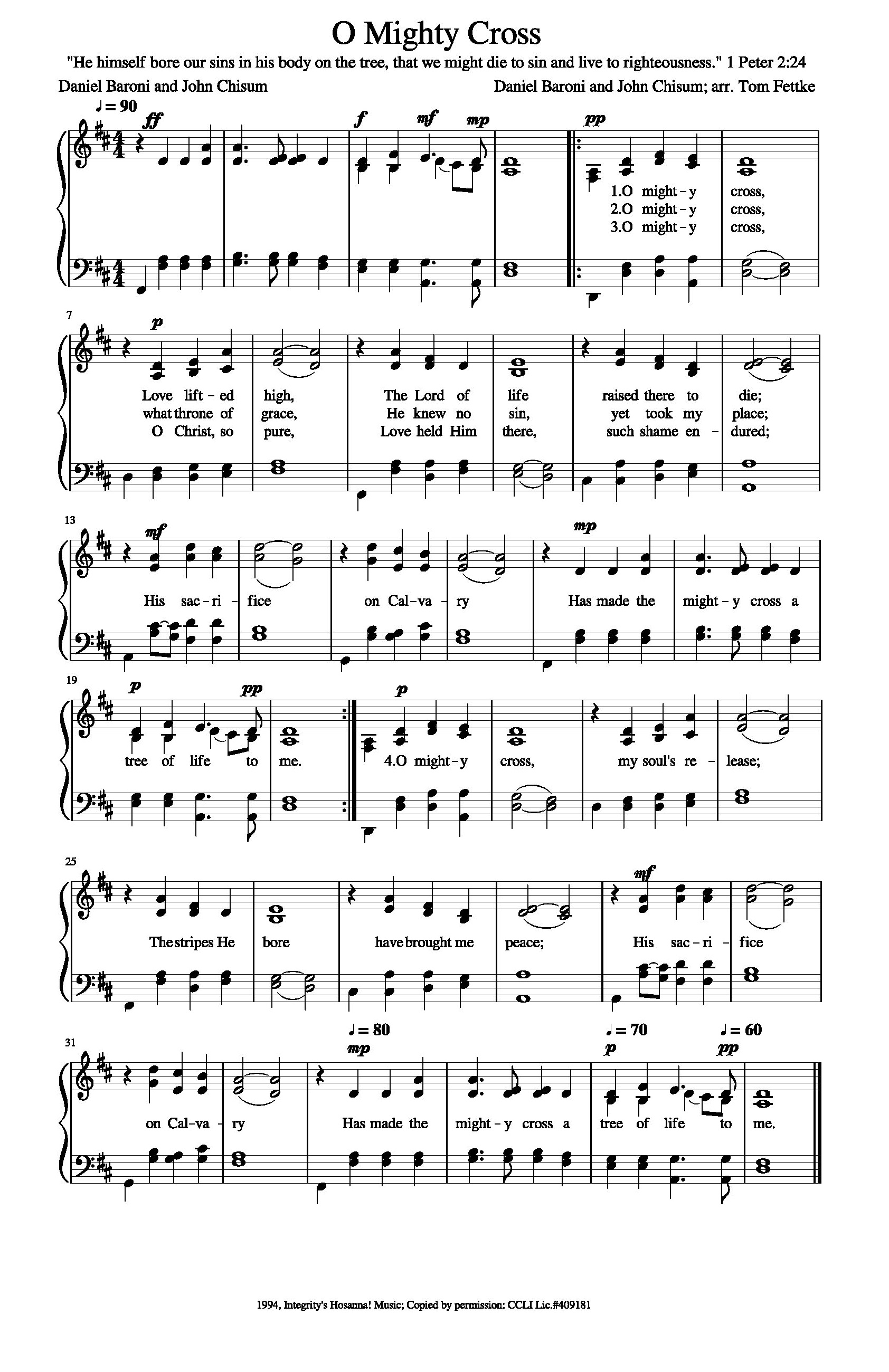 Hymn Sheet for O Mighty Cross