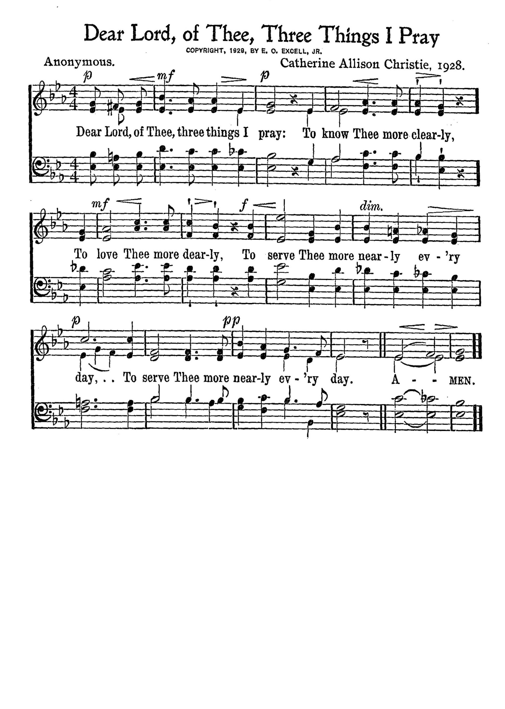 Hymn Sheet for Day by Day, Dear Lord