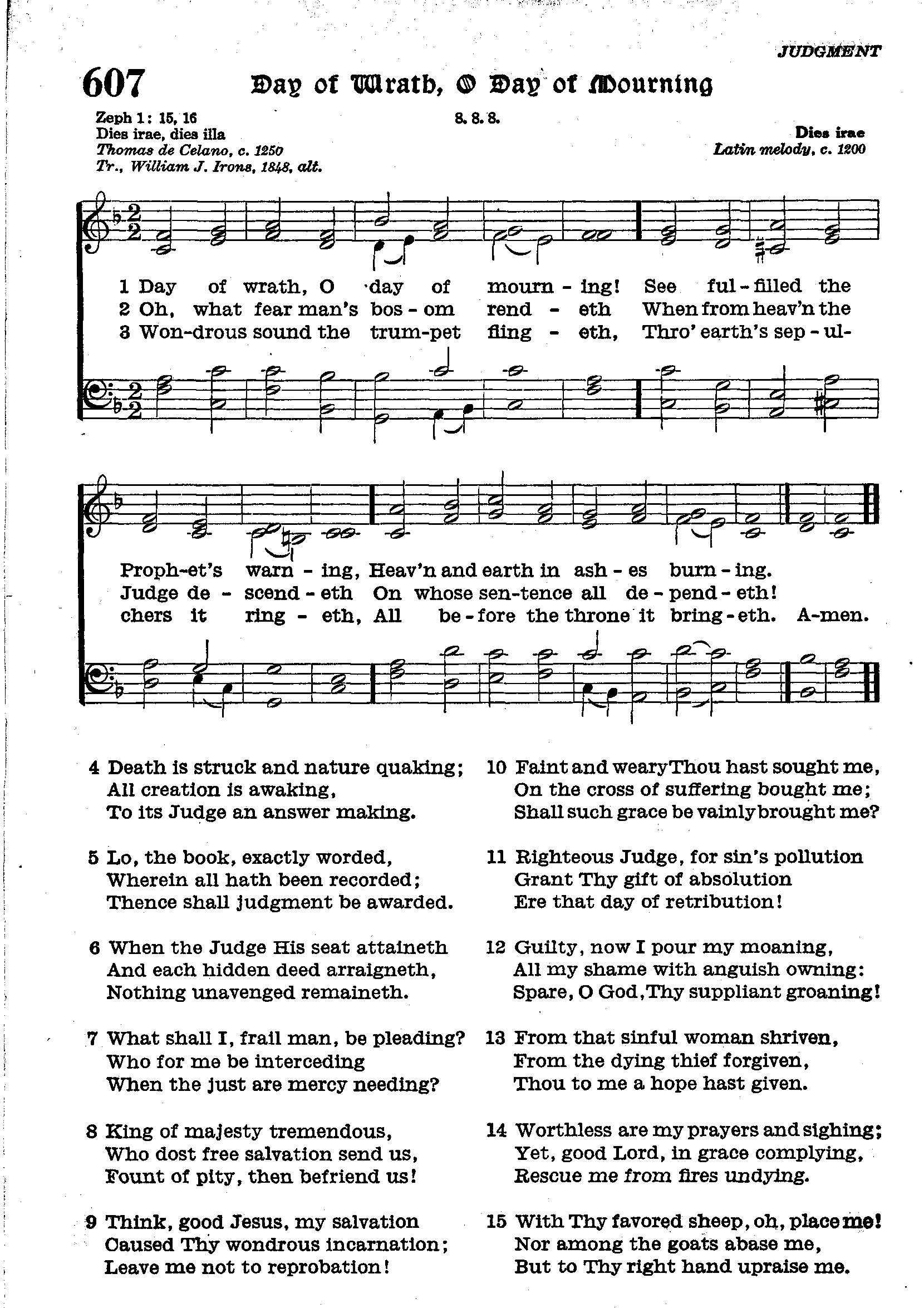 Hymn Sheet for Day of Wrath! O Day of Mourning!